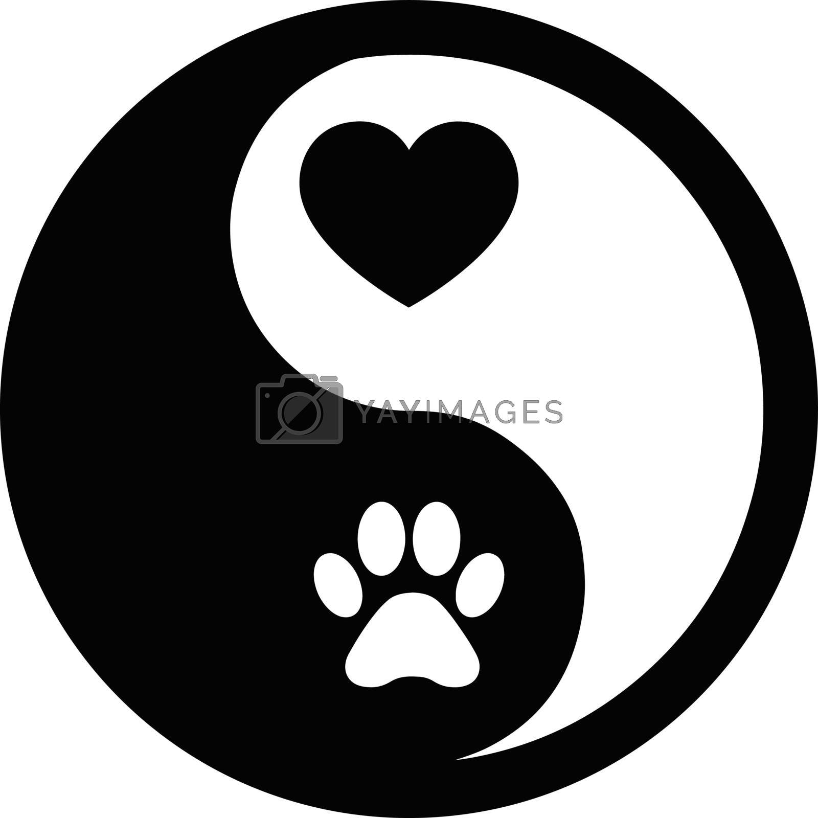 Royalty free image of Dog Paw Print Ying Yang Design Vector by toosweetinc
