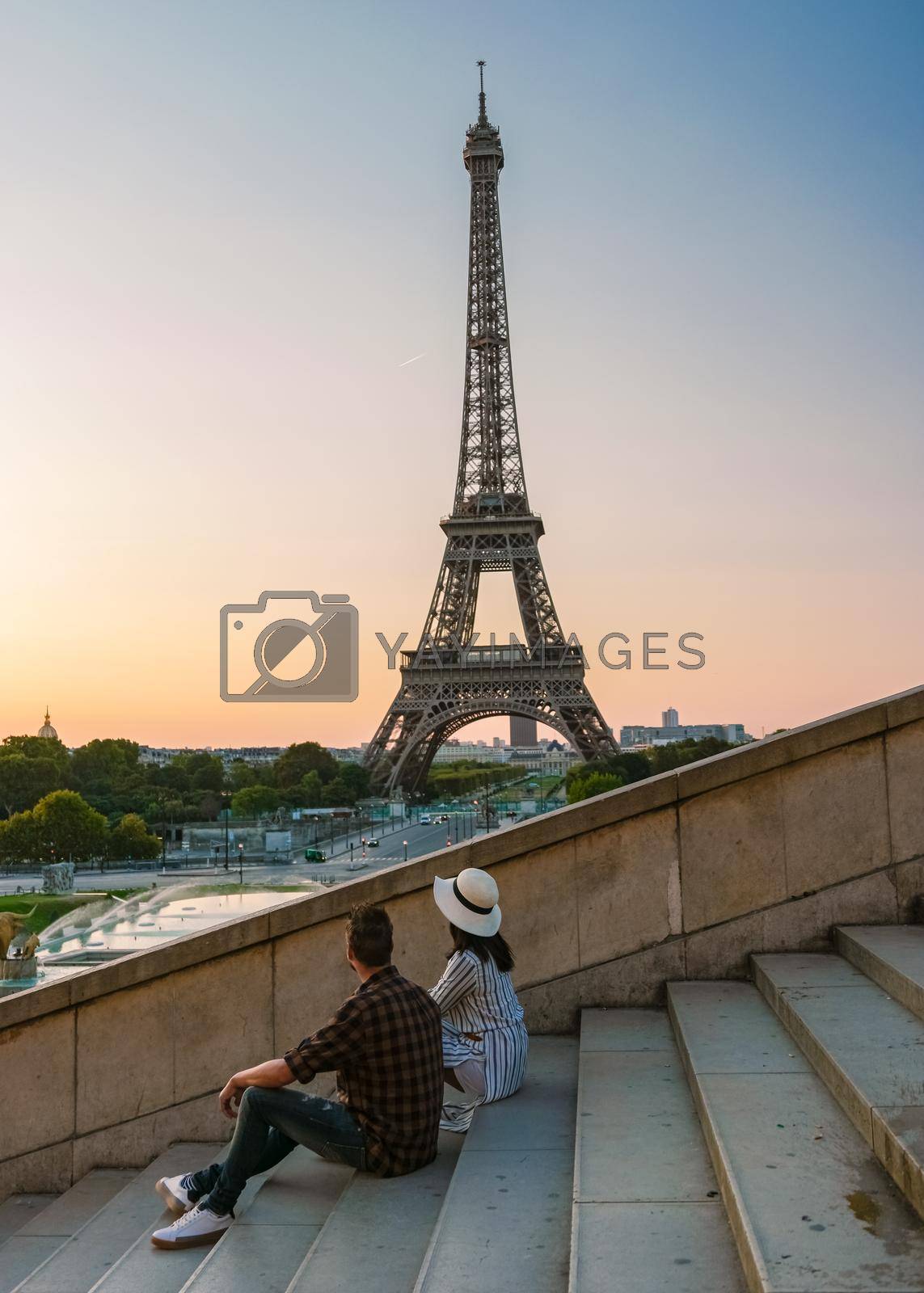 Royalty free image of Eiffel tower at Sunrise in Paris France, Paris Eifel tower on a summer day by fokkebok