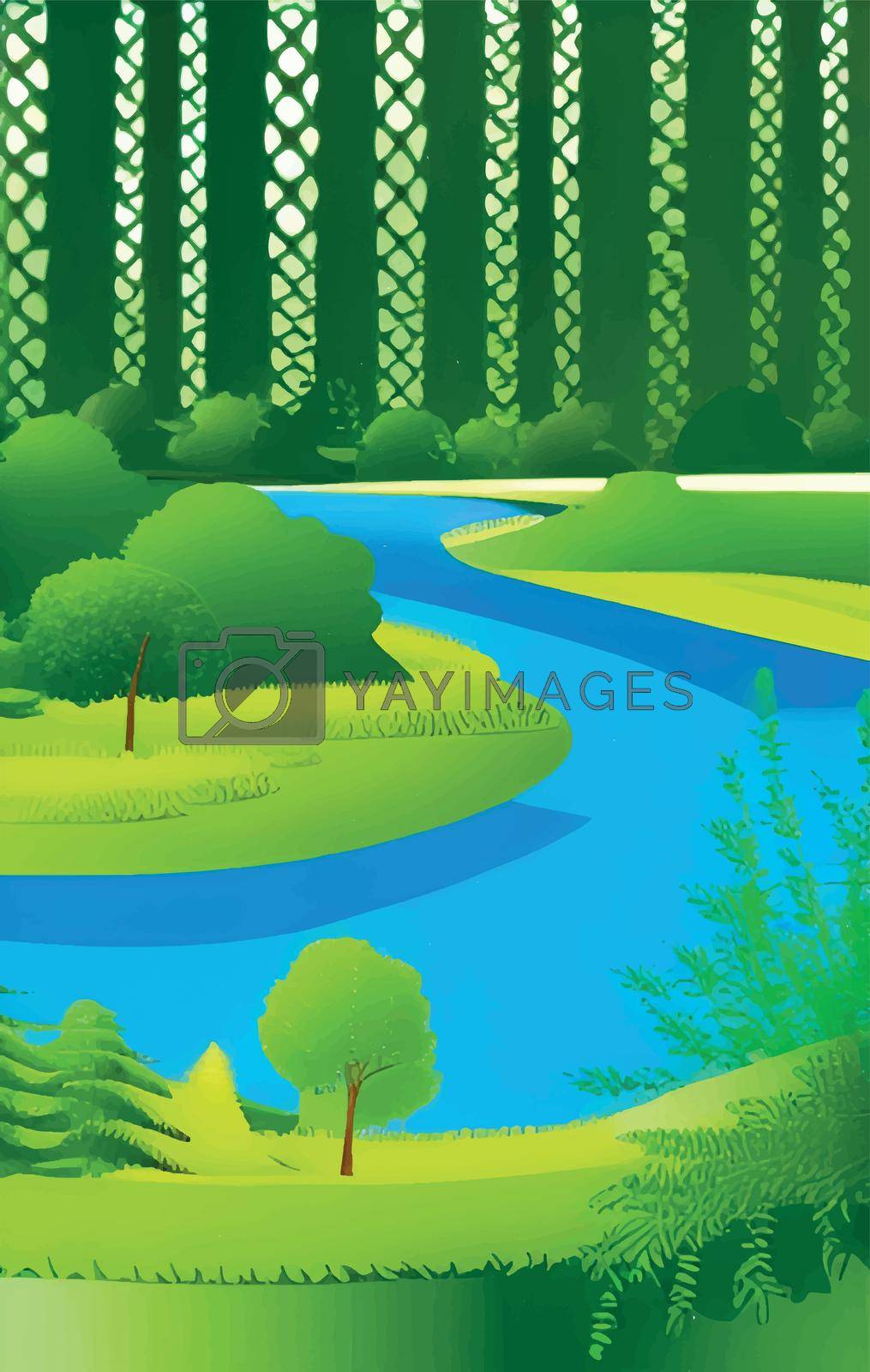 landscape with trees and river from nature