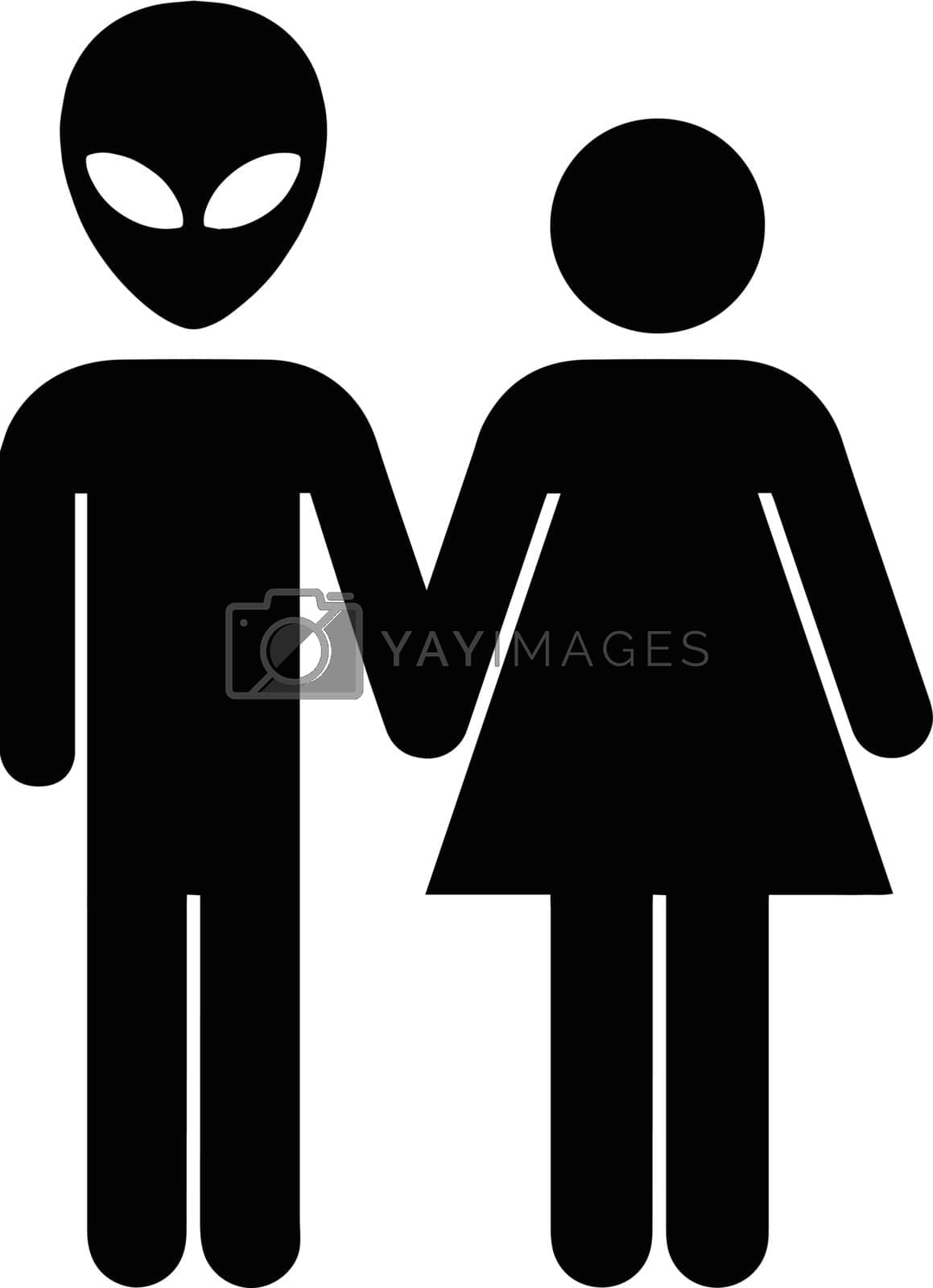 Royalty free image of Alien Couple Funny Restroom Bathroom Sign Space by toosweetinc
