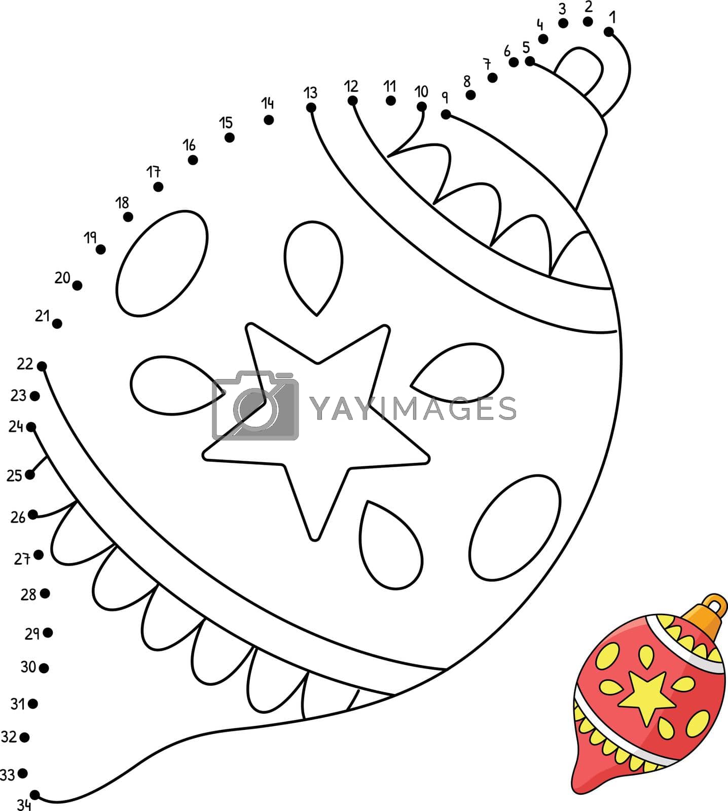 Royalty free image of Dot to Dot Christmas Ornament Isolated Coloring by abbydesign