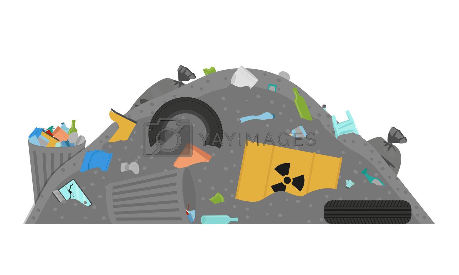 Royalty free image of Garbage dump. Environmental pollution. Problems with garbage collection. Flat style. Vector. by San-Sanych