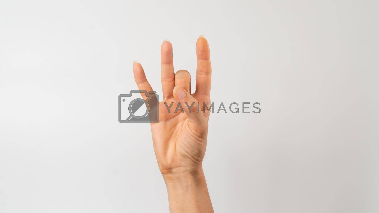 Royalty free image of Sign language of the deaf and dumb people, number, digit 8 by voktybre