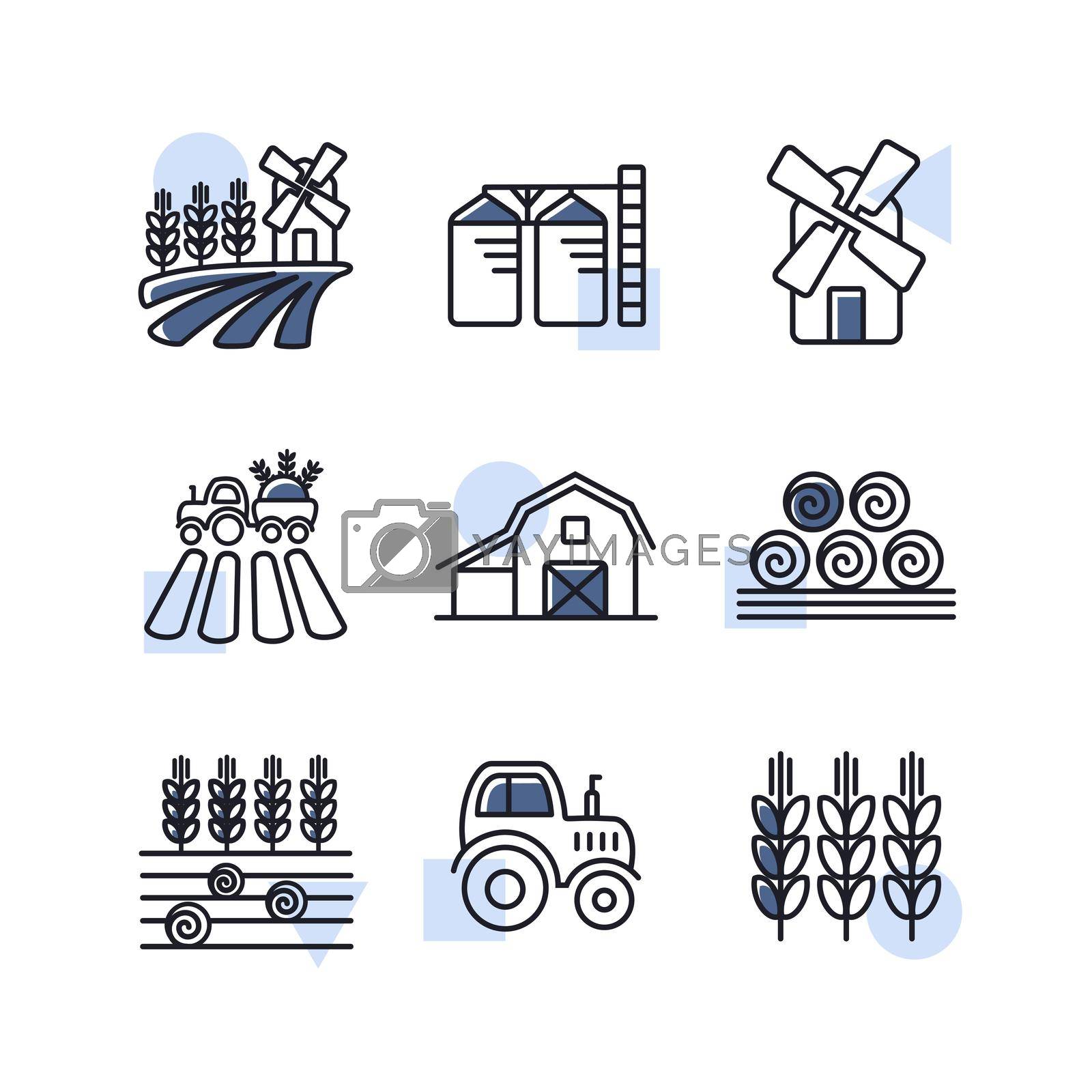 Royalty free image of Farm Field icon set. Agriculture sign by nosik