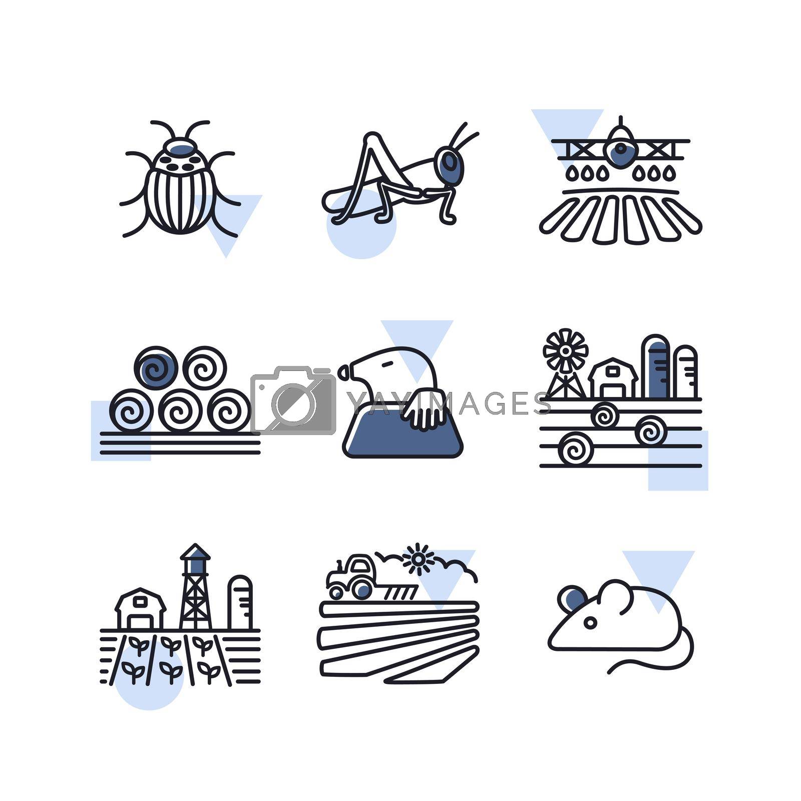 Royalty free image of Farm Field isolated icon set. Agriculture animal sign by nosik
