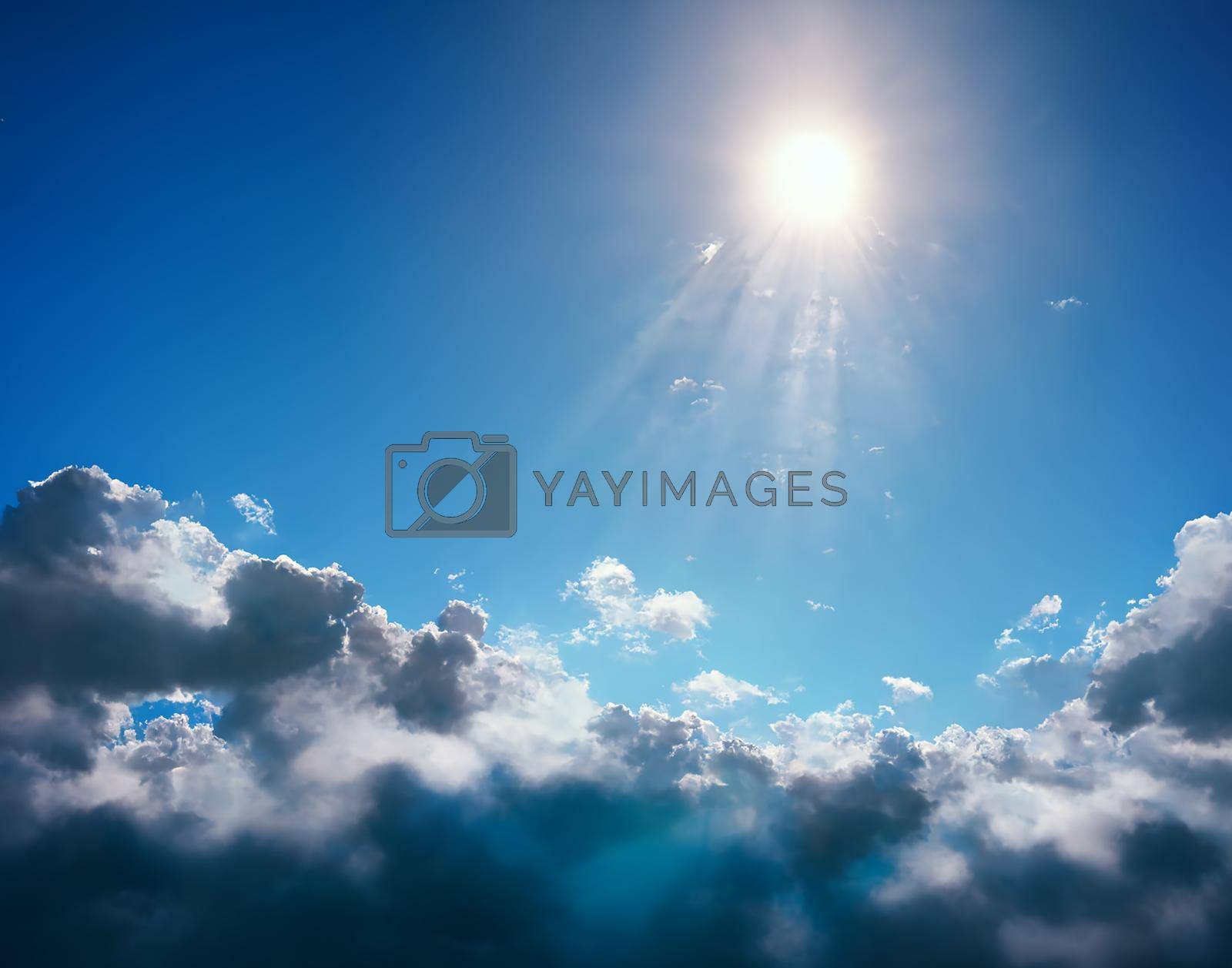 Royalty free image of Blue sky with clouds and sun. by kaisorn
