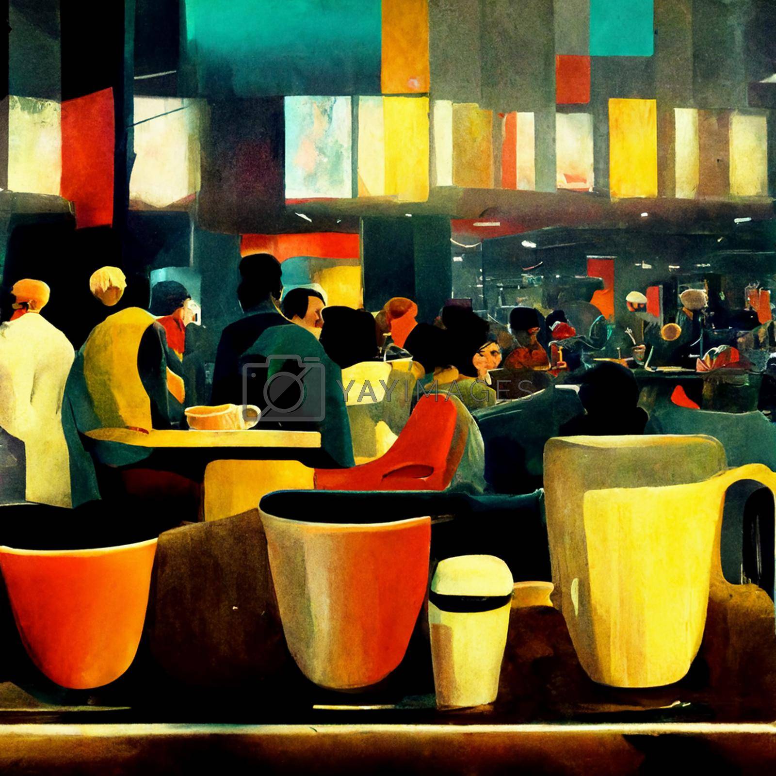 Royalty free image of People meeting in cafe, drinking beer in pub, sitting at table or counter and talking. by marylooo