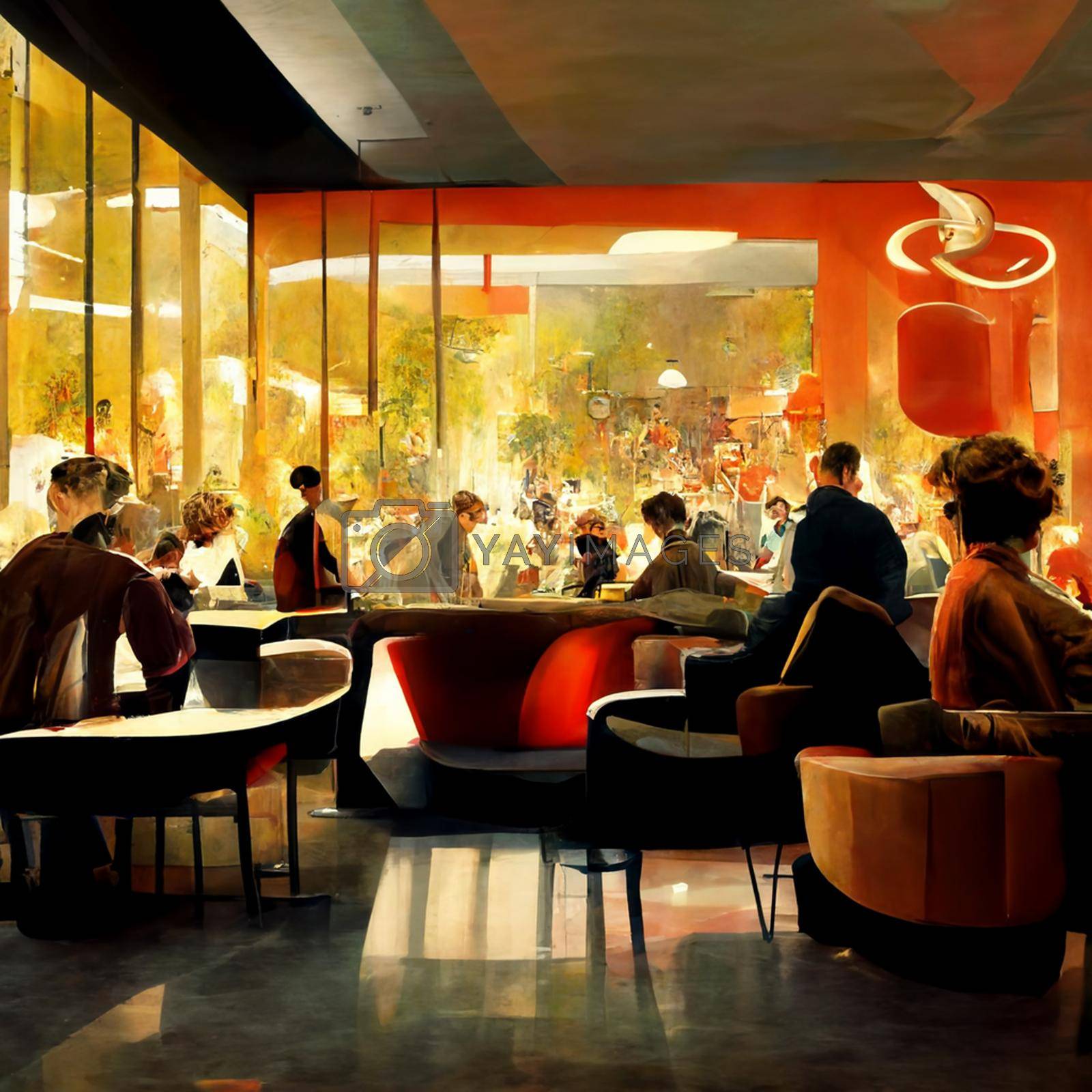 Royalty free image of People meeting in cafe, drinking beer in pub, sitting at table or counter and talking. by marylooo