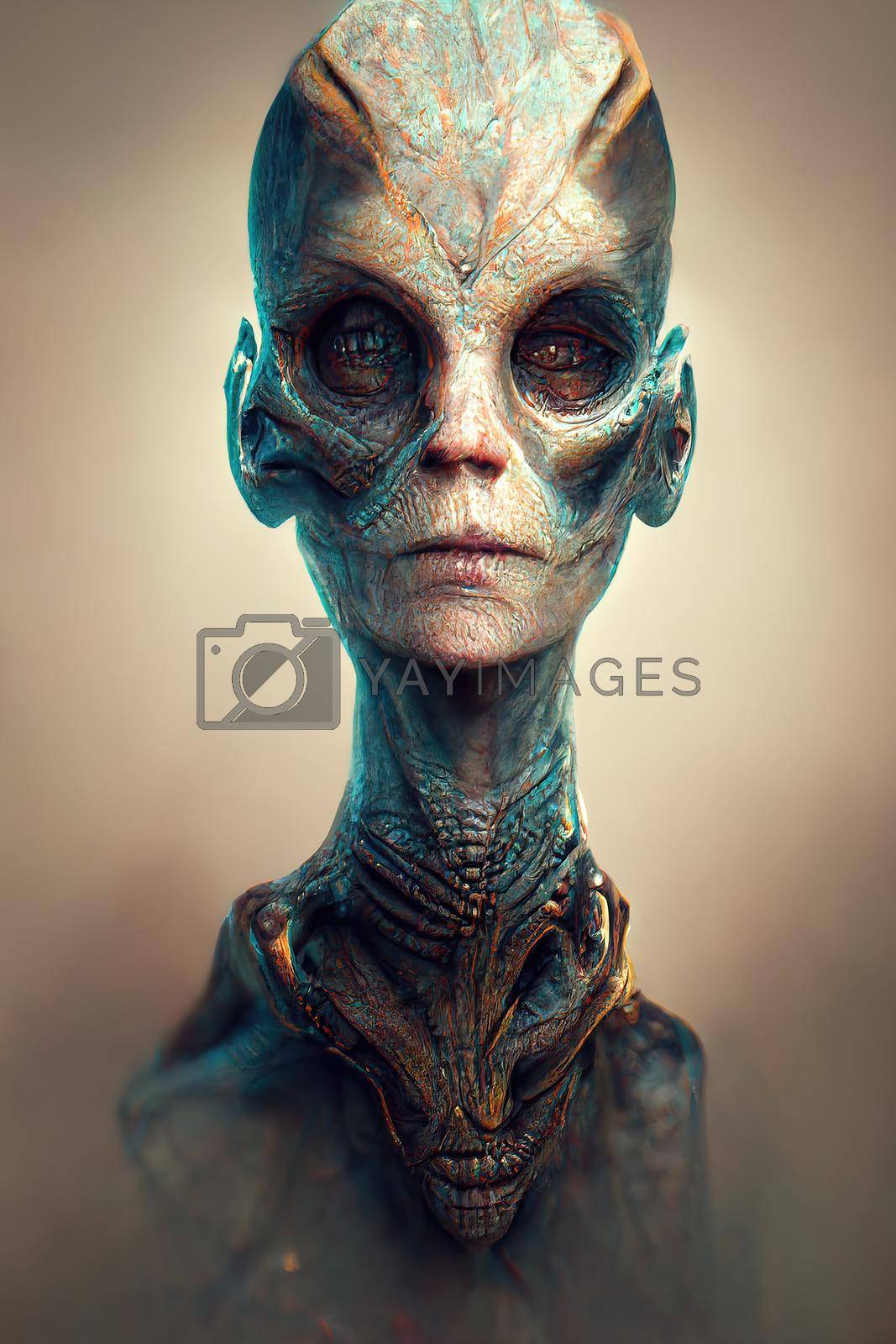 Royalty free image of Portrait of an alien male extraterrestrial, 3d render by Farcas