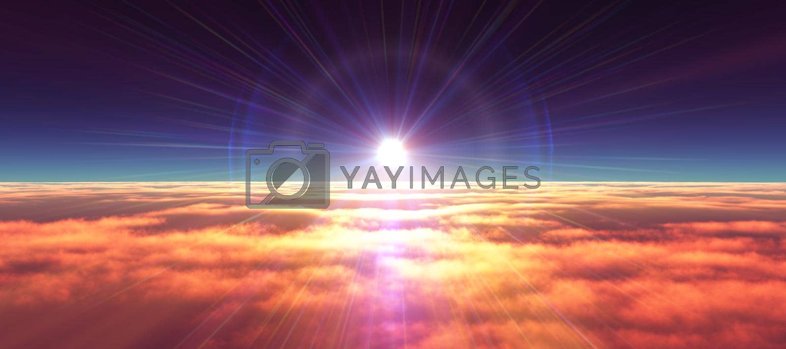 Royalty free image of above clouds fly sunset sun ray by alex_nako