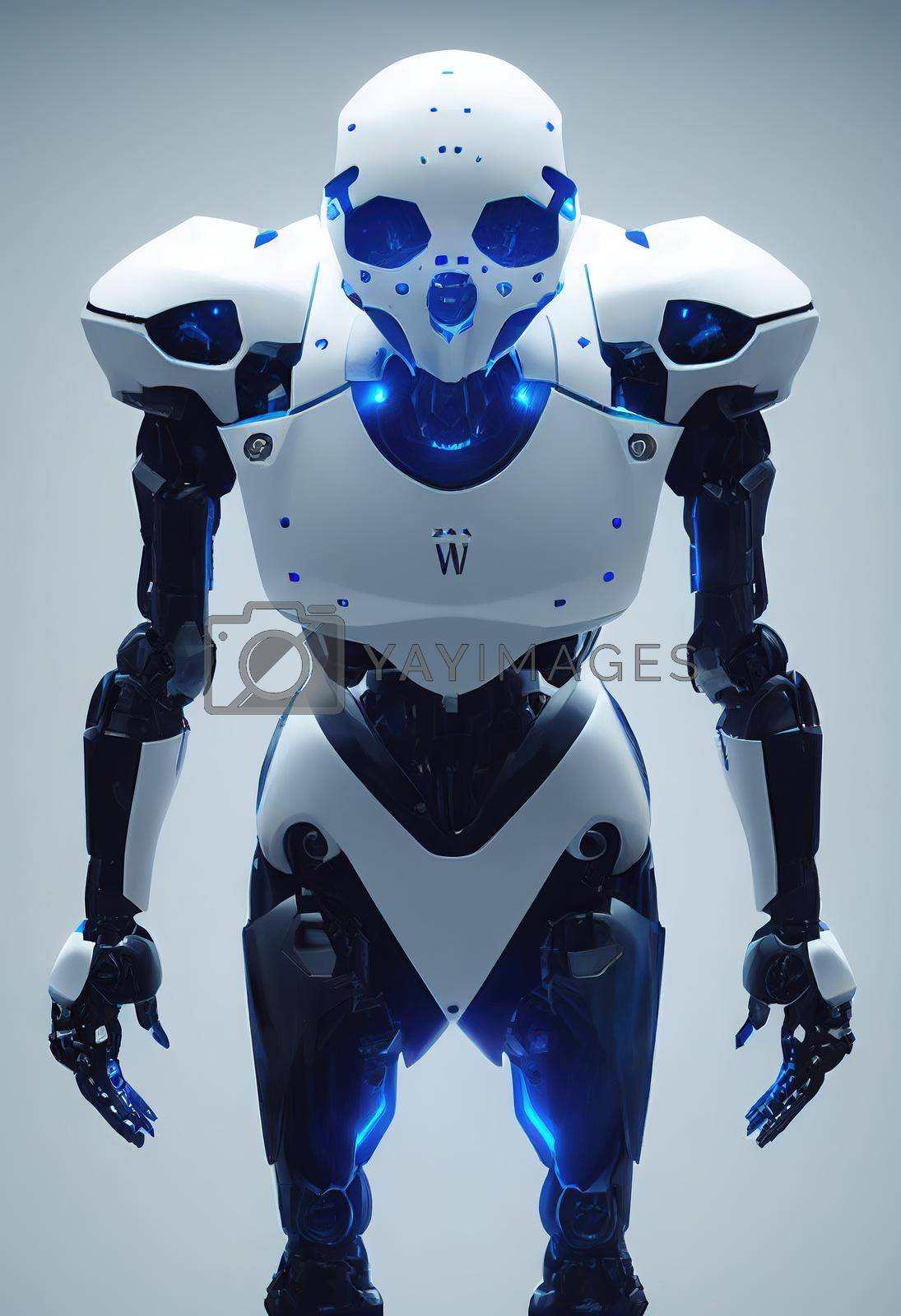 Royalty free image of futuristic robot white color in bright background by 2ragon