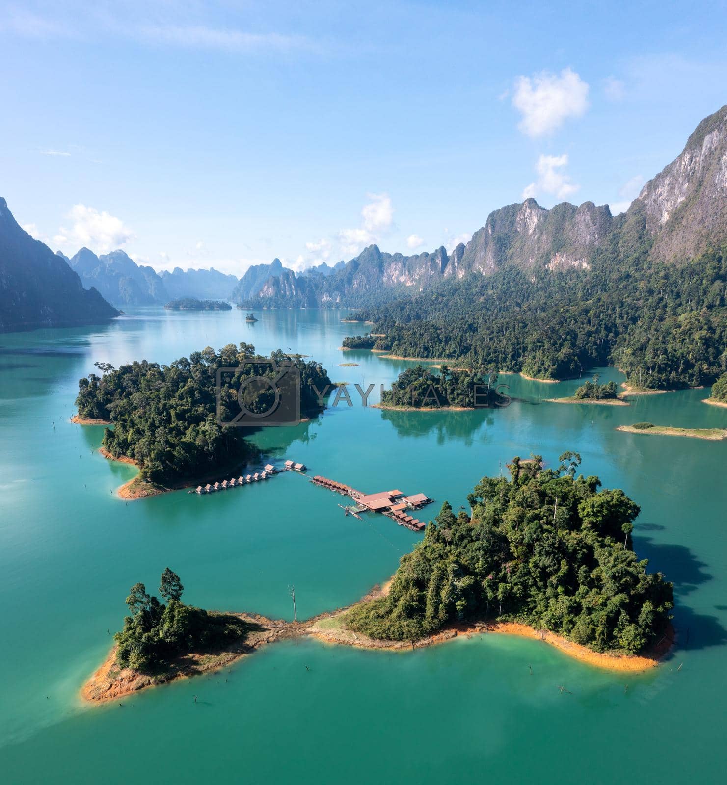 Royalty free image of Aerial view of Khao Sok national park Cheow Lan Dam lake in Surat Thani, Thailand by worldpitou