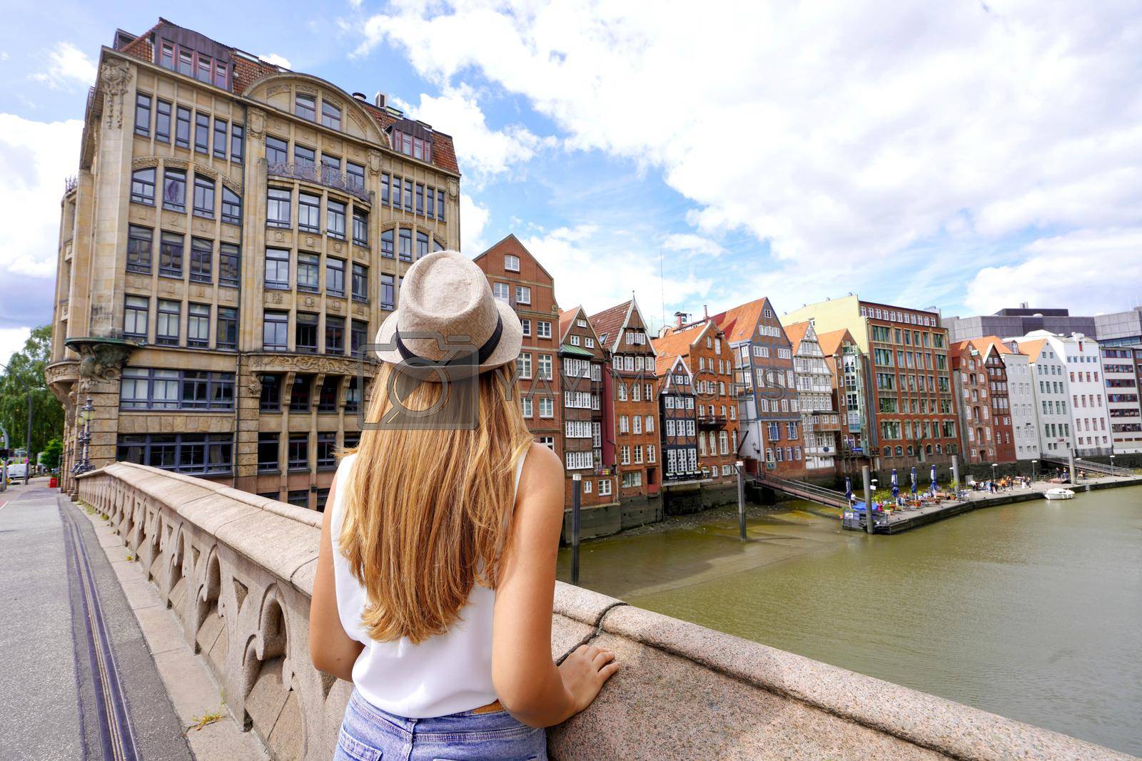 Royalty free image of Tourism in Germany. Beautiful blonde girl visiting the city of Hamburg, Germany. by sergio_monti