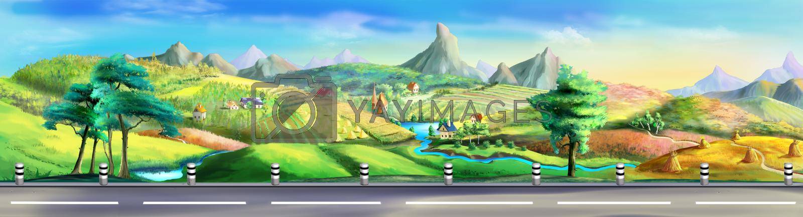 Royalty free image of Scenic road through the mountains illustration by Multipedia