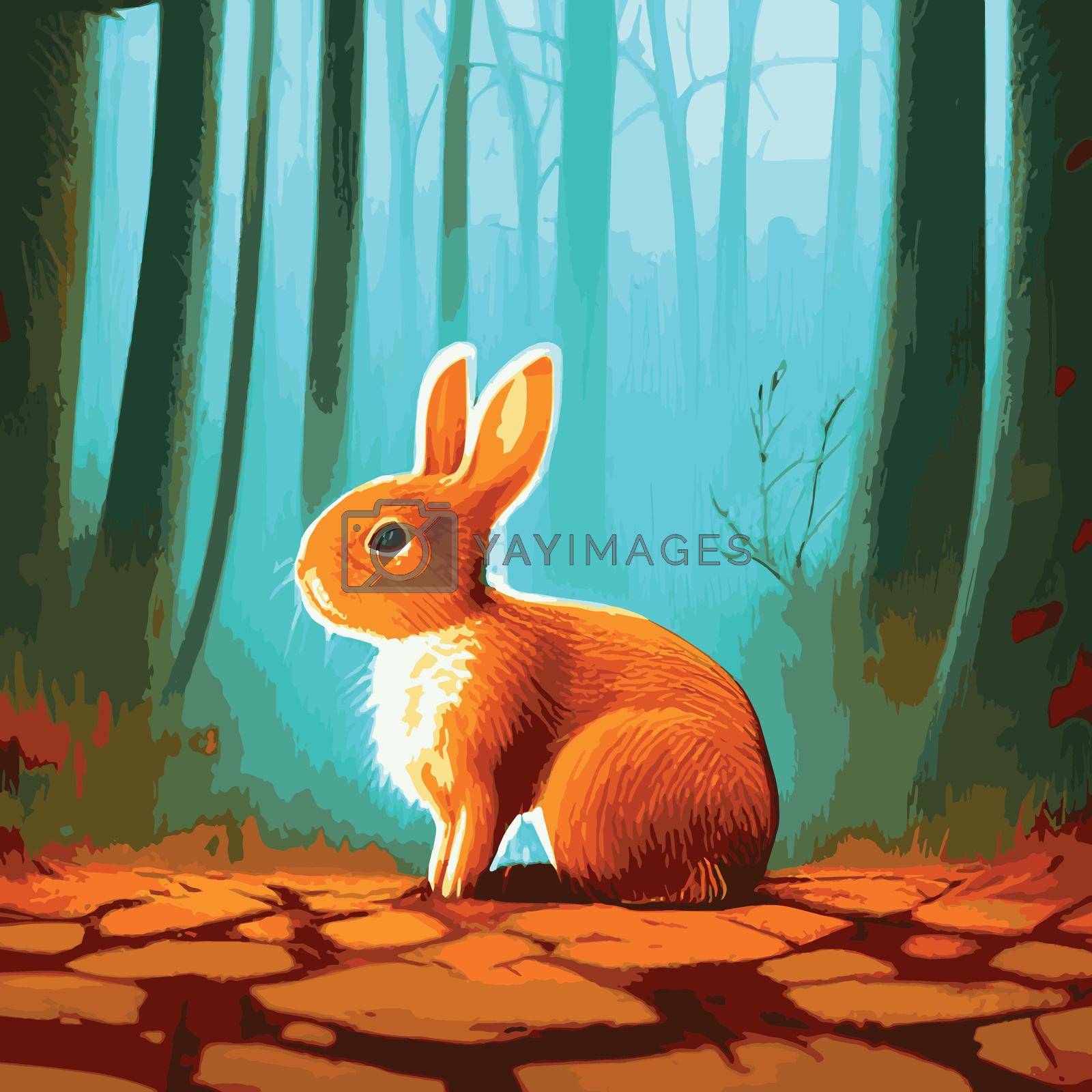 Royalty free image of Print Scandinavian style design element for nursery. Cute rabbit portrait. scandinavian happy rabbit vector illustration by kasynets_olena