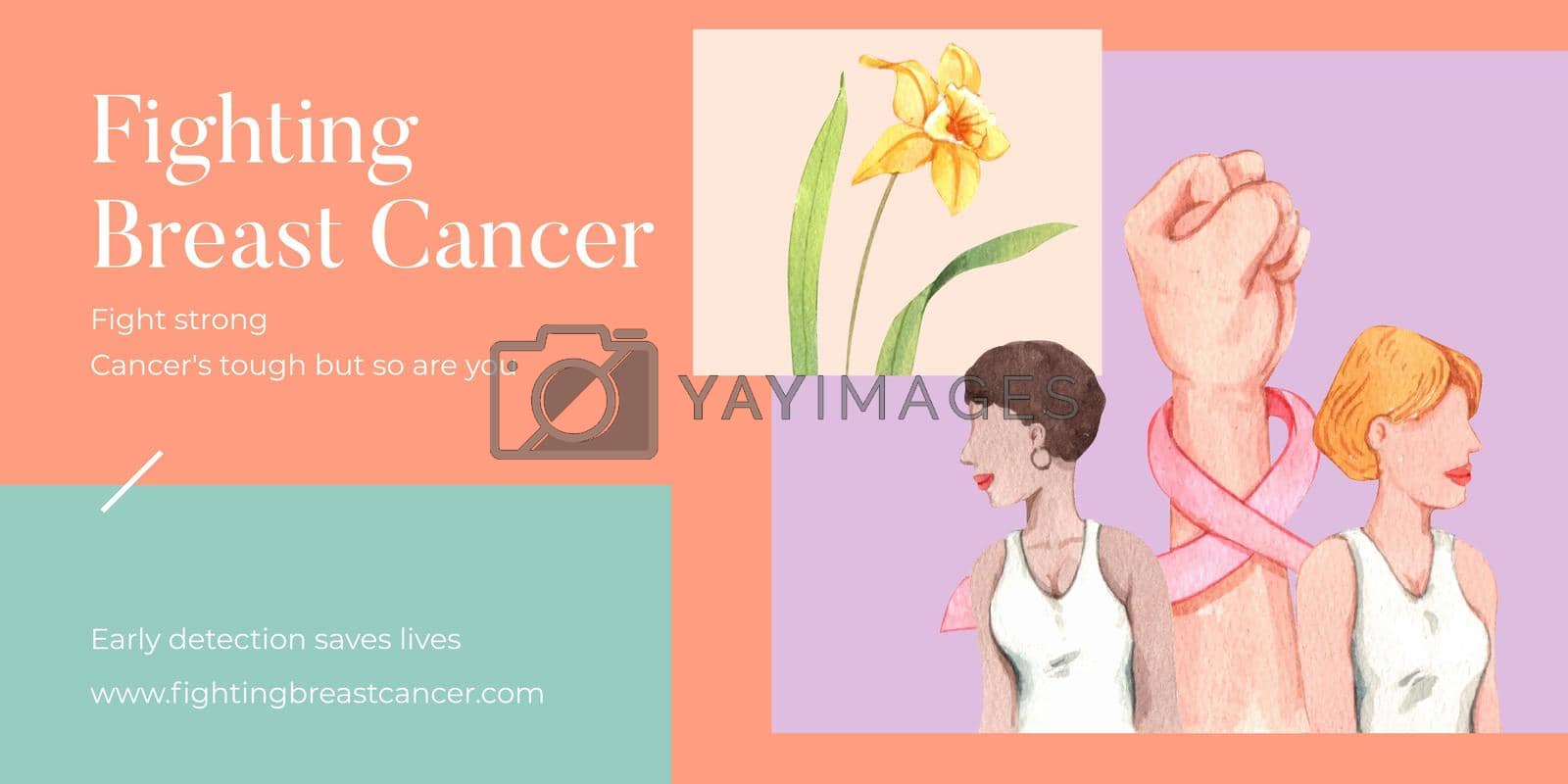 Royalty free image of Blog header template with breast cancer concept,watercolor style by Photographeeasia