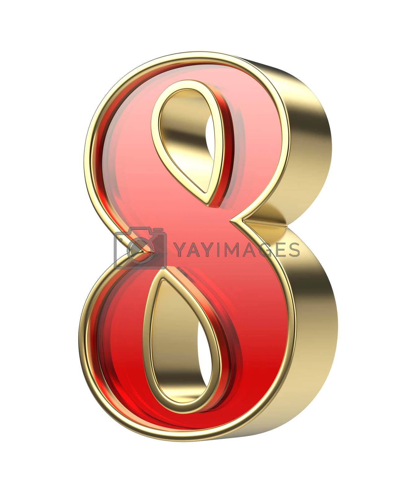 Royalty free image of Number eight with golden frame and red glass by magraphics