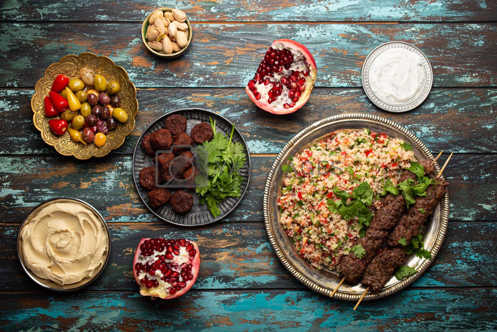 Royalty free image of Arab Turkish assorted food from above by its_al_dente