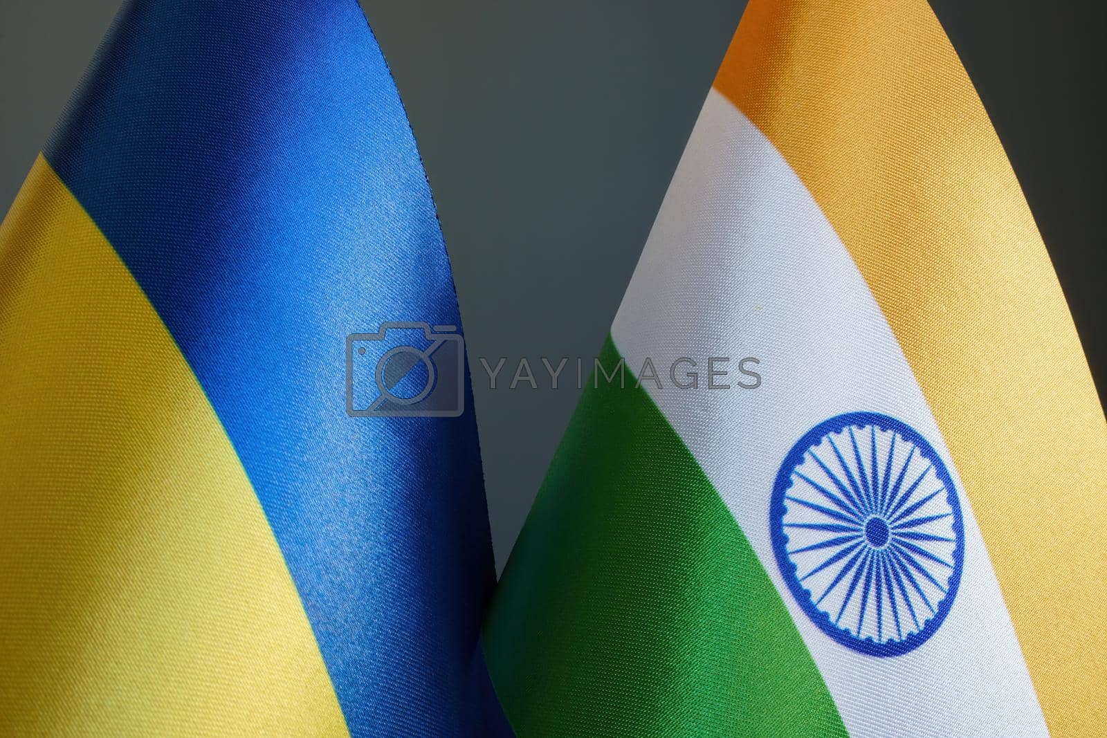 Royalty free image of Close-up of the flags of Ukraine and India. by designer491