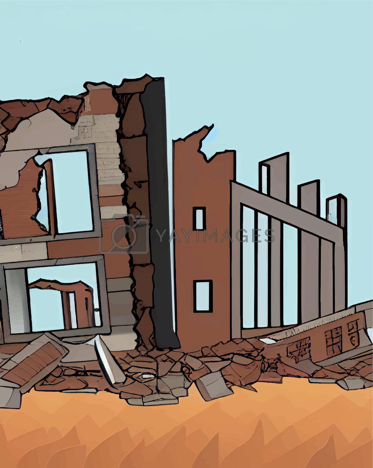 Royalty free image of Earthquake reality and ruined buildings in the world by yilmazsavaskandag