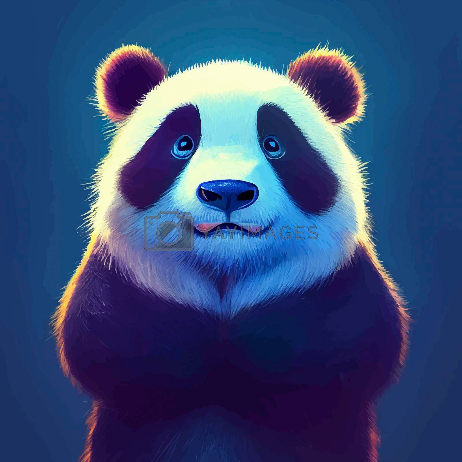Royalty free image of animated illustration of a cute panda, animated baby panda portrait by JpRamos