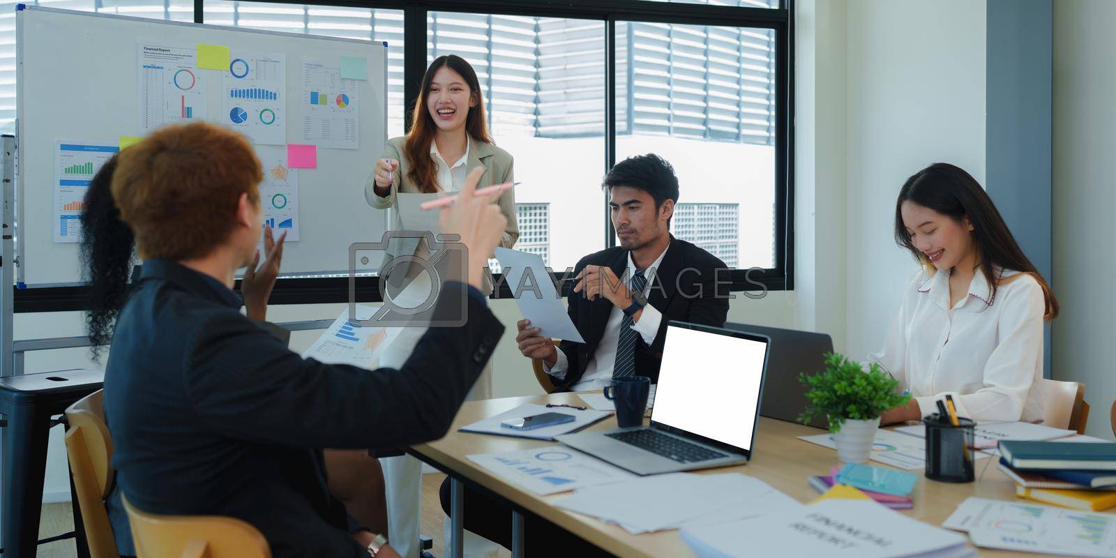 Royalty free image of Multicultural Business people meeting at board room to brainstorming strategy workshop business by itchaznong