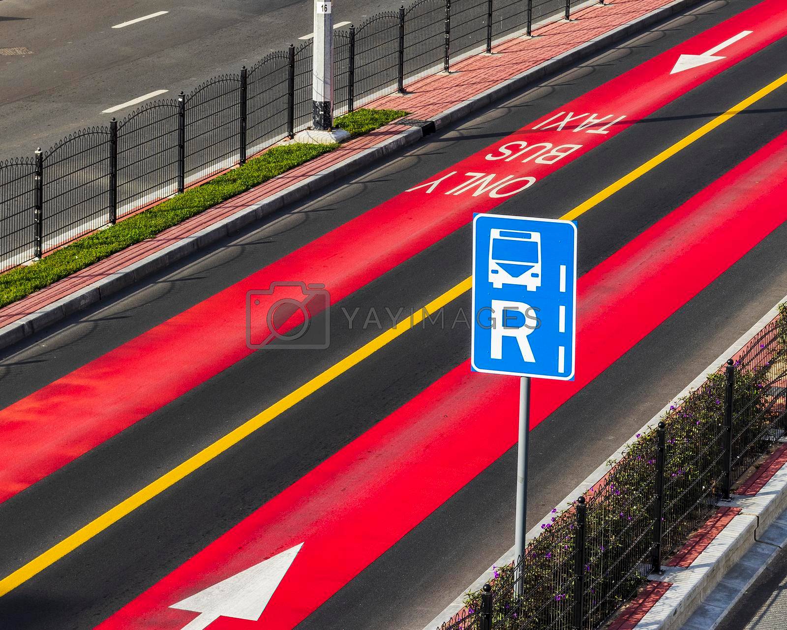 Royalty free image of Shot of a dedicated public transport lane on the street. Transport by pazemin