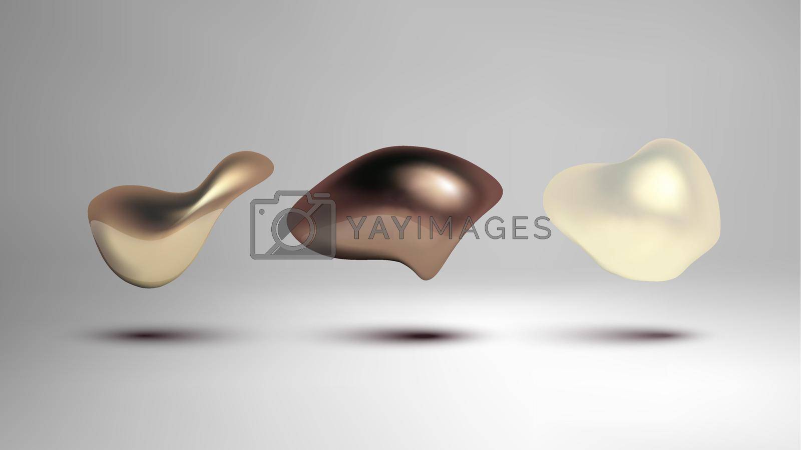 Royalty free image of Metallic fluid shape. 3d liquid bubbles set. by DmytroRazinkov