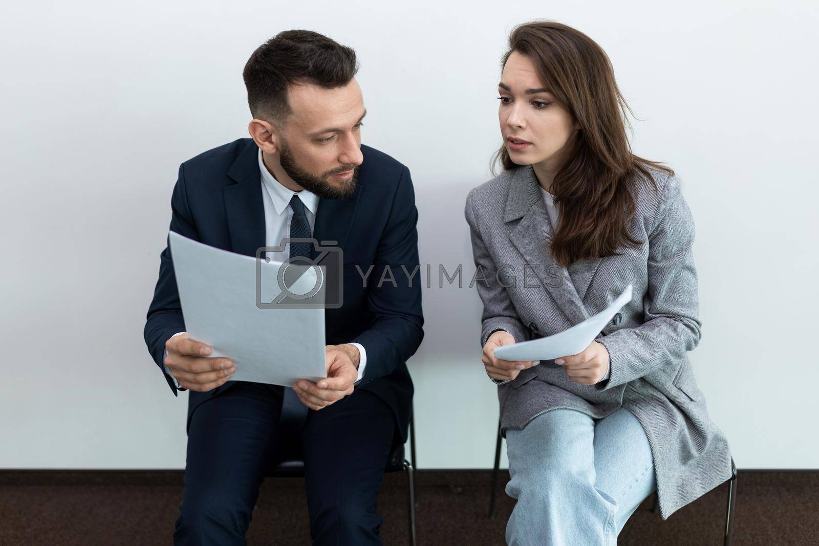Royalty free image of job seekers communicate before the interview with the manager, job search concept by TRMK