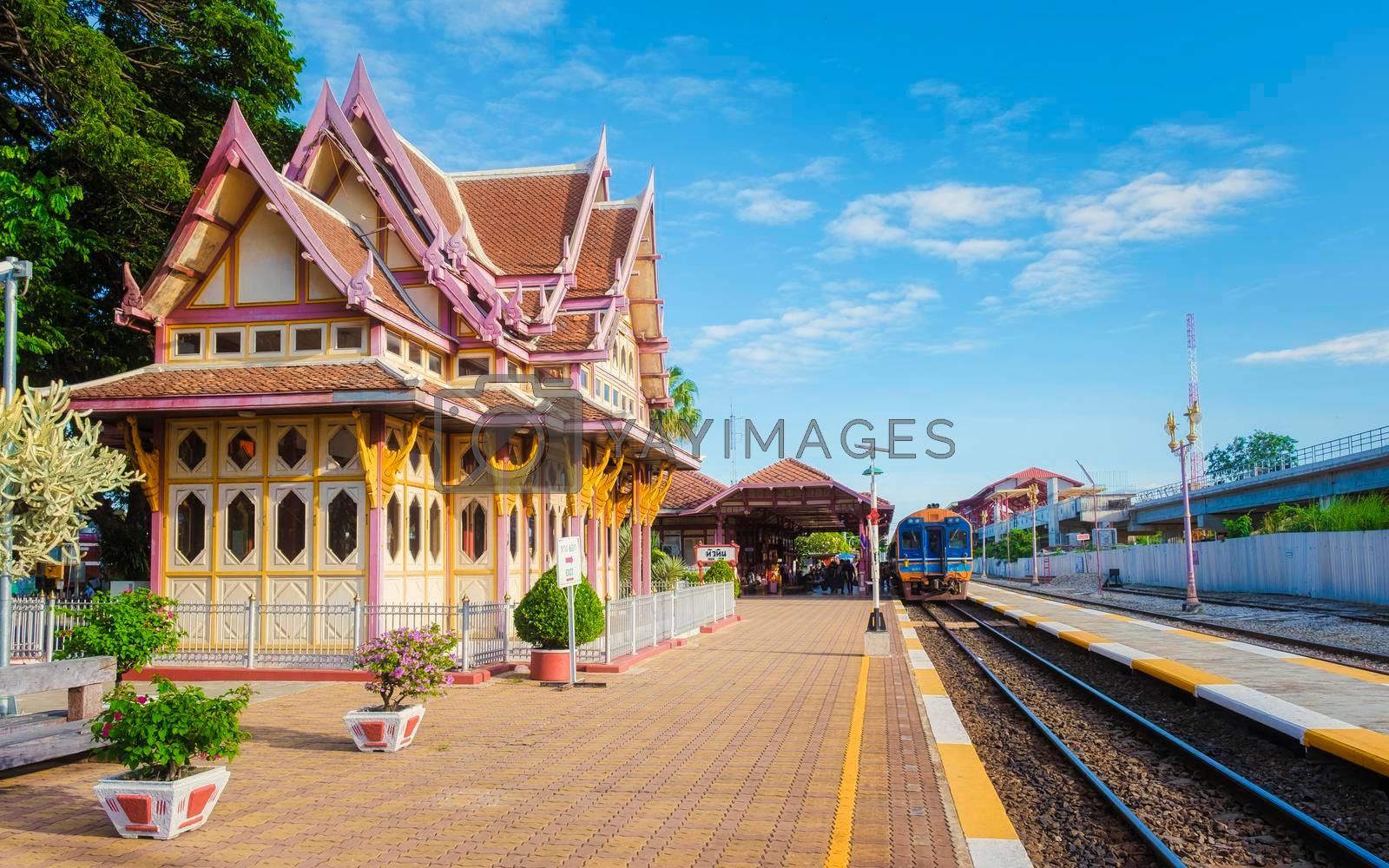 Royalty free image of Hua Hin train station in Thailand on a bright day by fokkebok