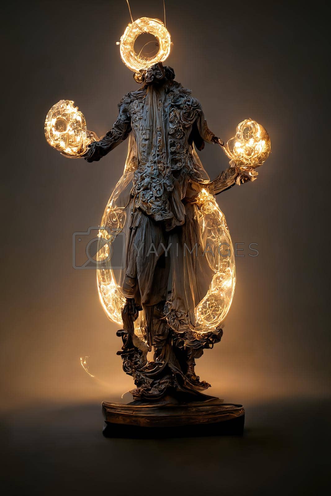 Royalty free image of Abstract baroque sculpture of man of light,3d render by Farcas