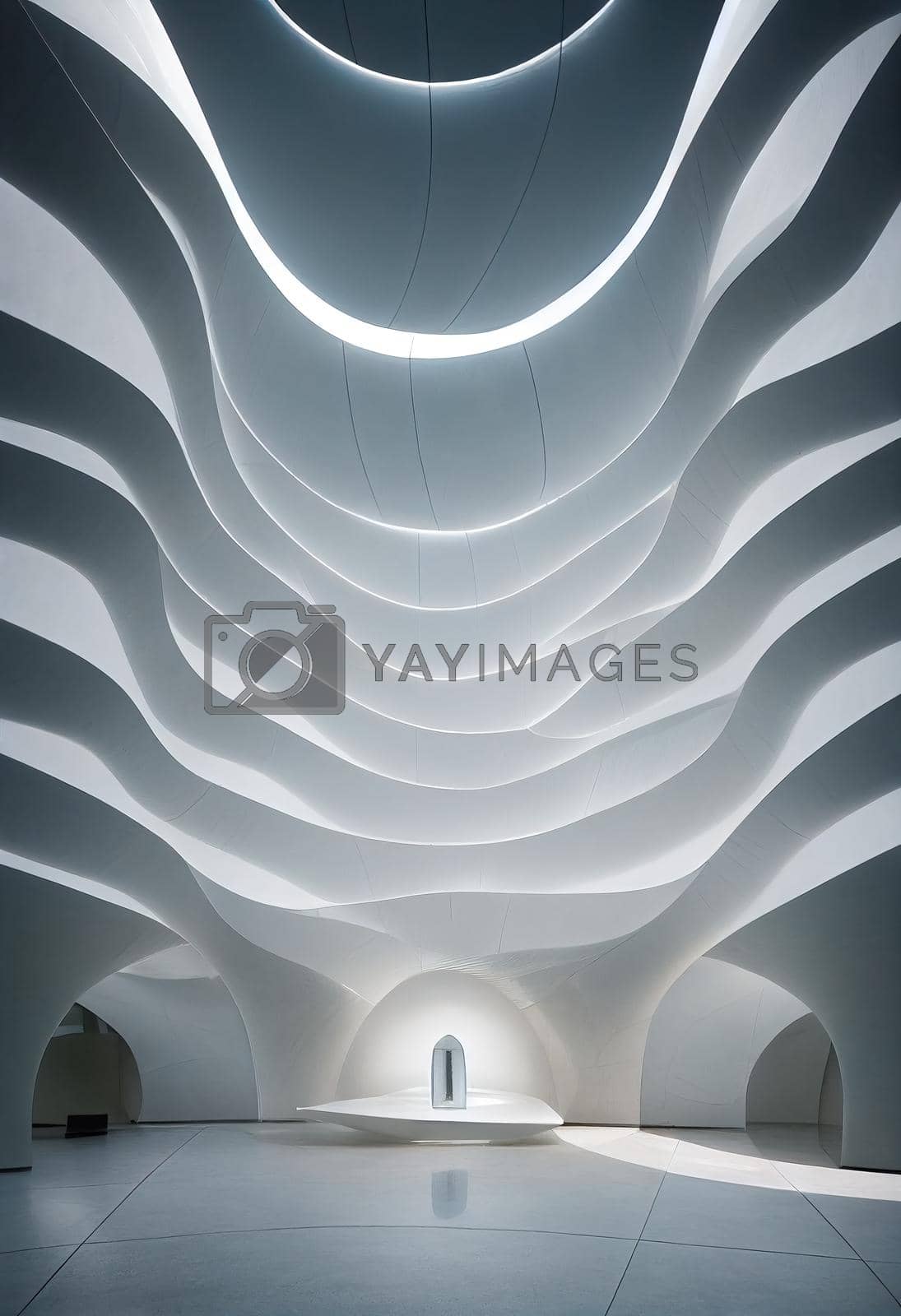 Royalty free image of Interior shot of a modern contemporary futuristic chapel, 3d render by Farcas