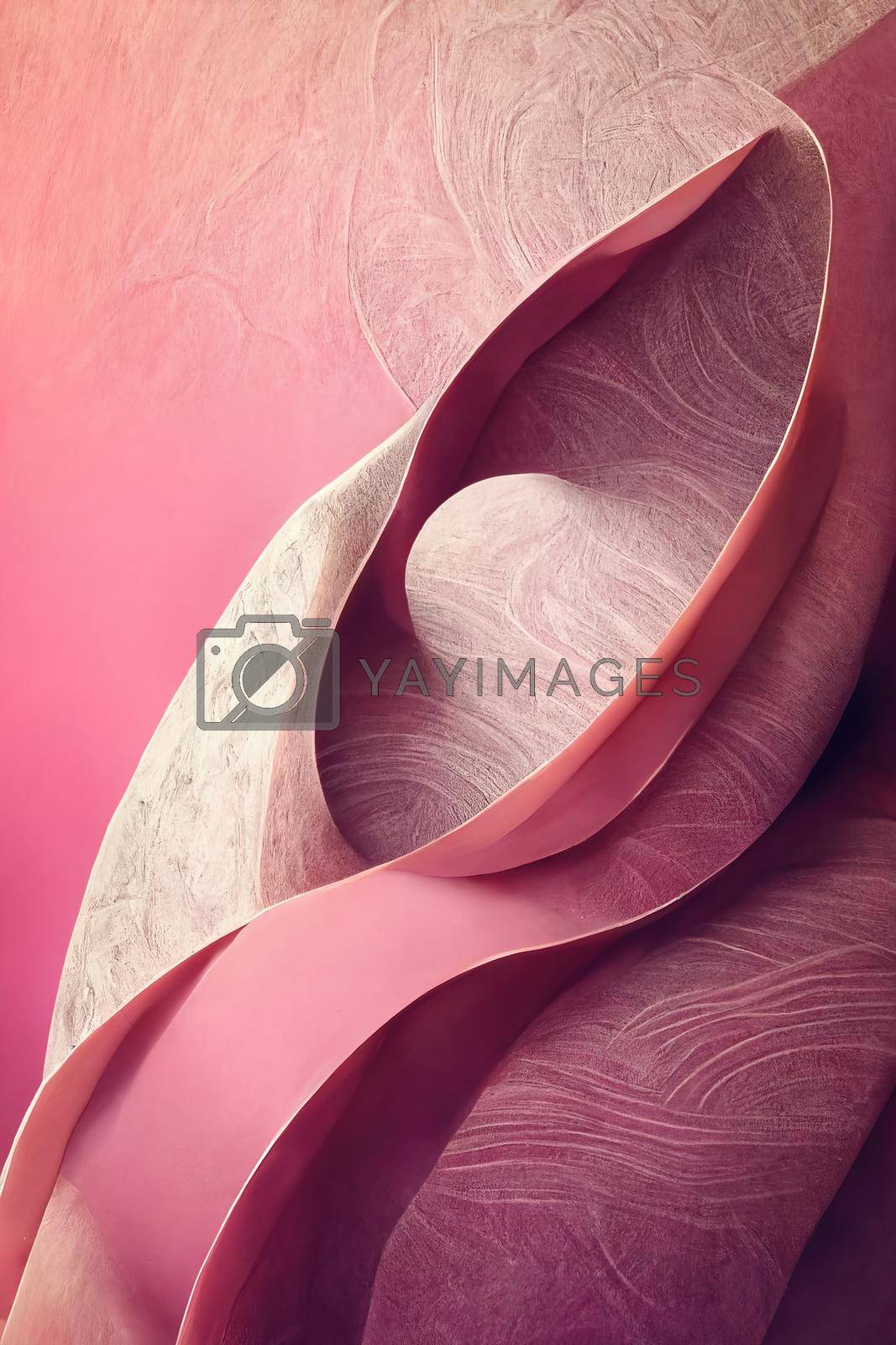 Abstract pink background, wavy fashion wallpaper, 3d illustration