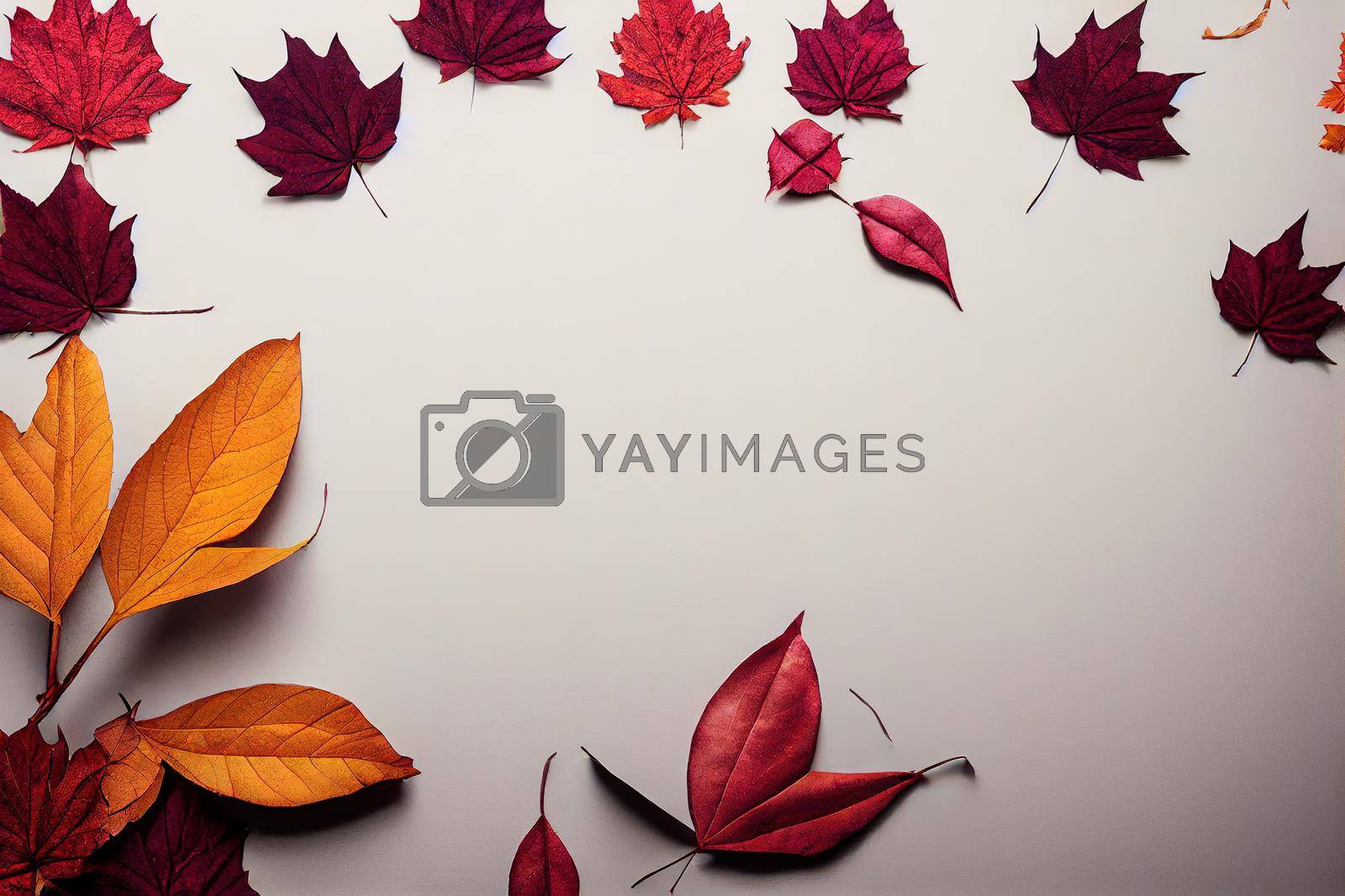 Royalty free image of Autumn composition Frame made from dry leaves and berries by 2ragon