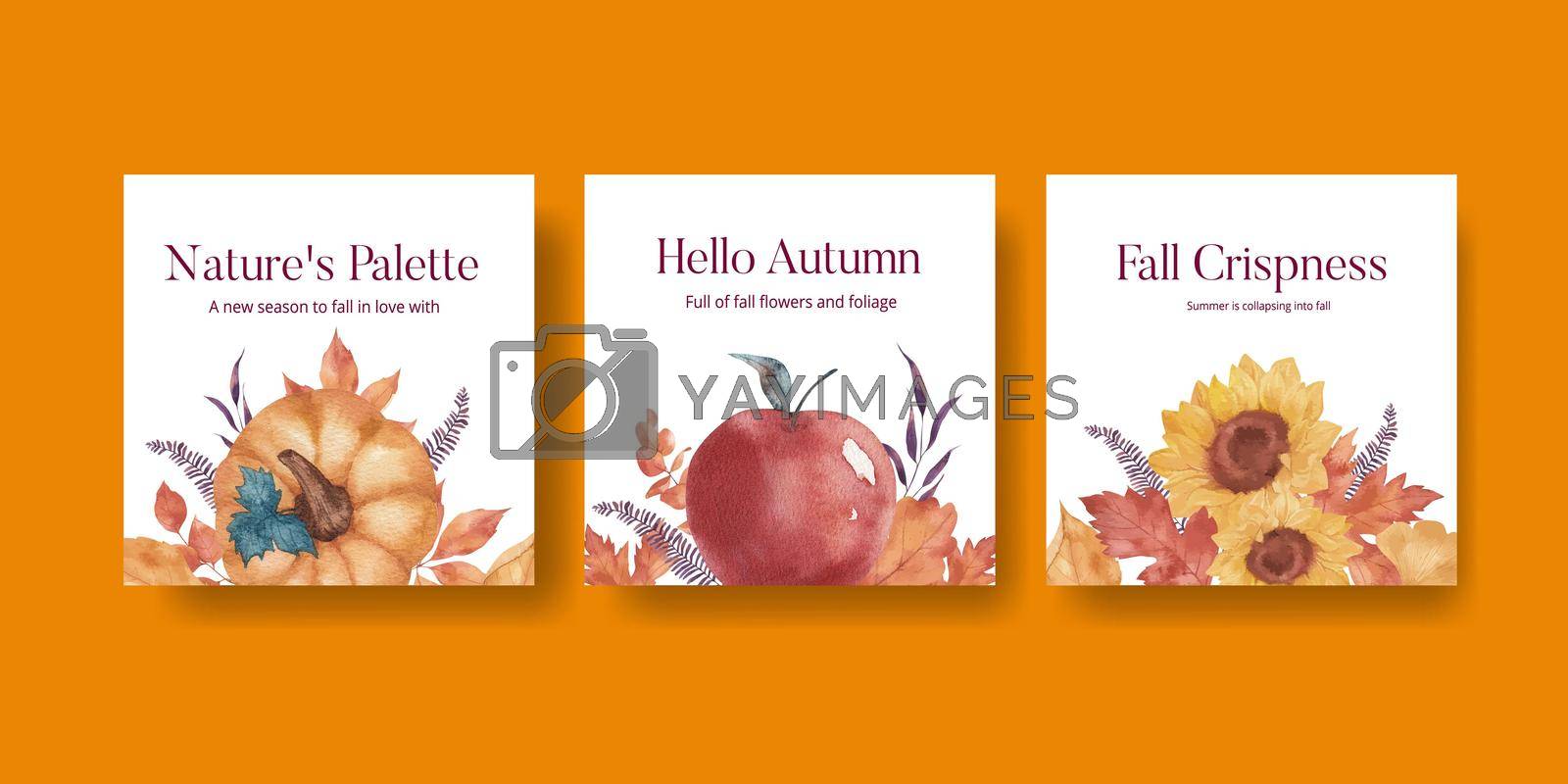 Royalty free image of Banner template with rustic fall foliage concept,watercolor style by Photographeeasia