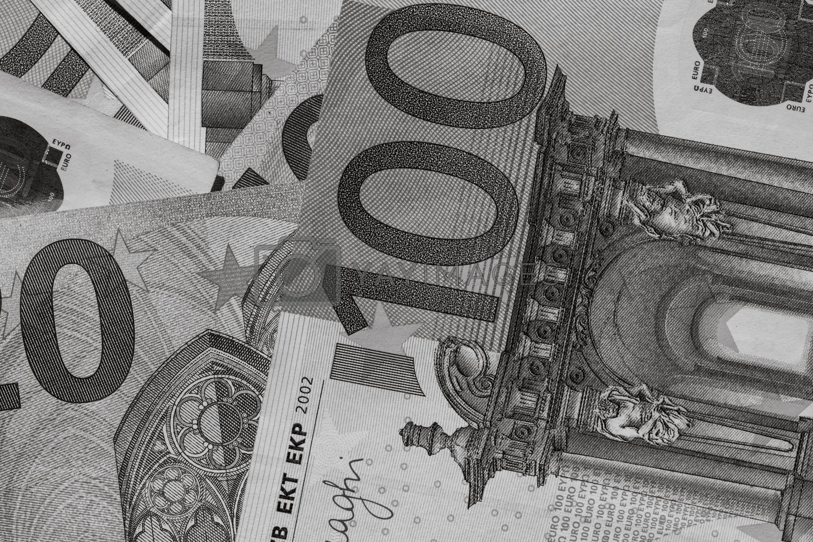 Royalty free image of Close up of money euro banknotes, background of money euro isolated. by vladispas
