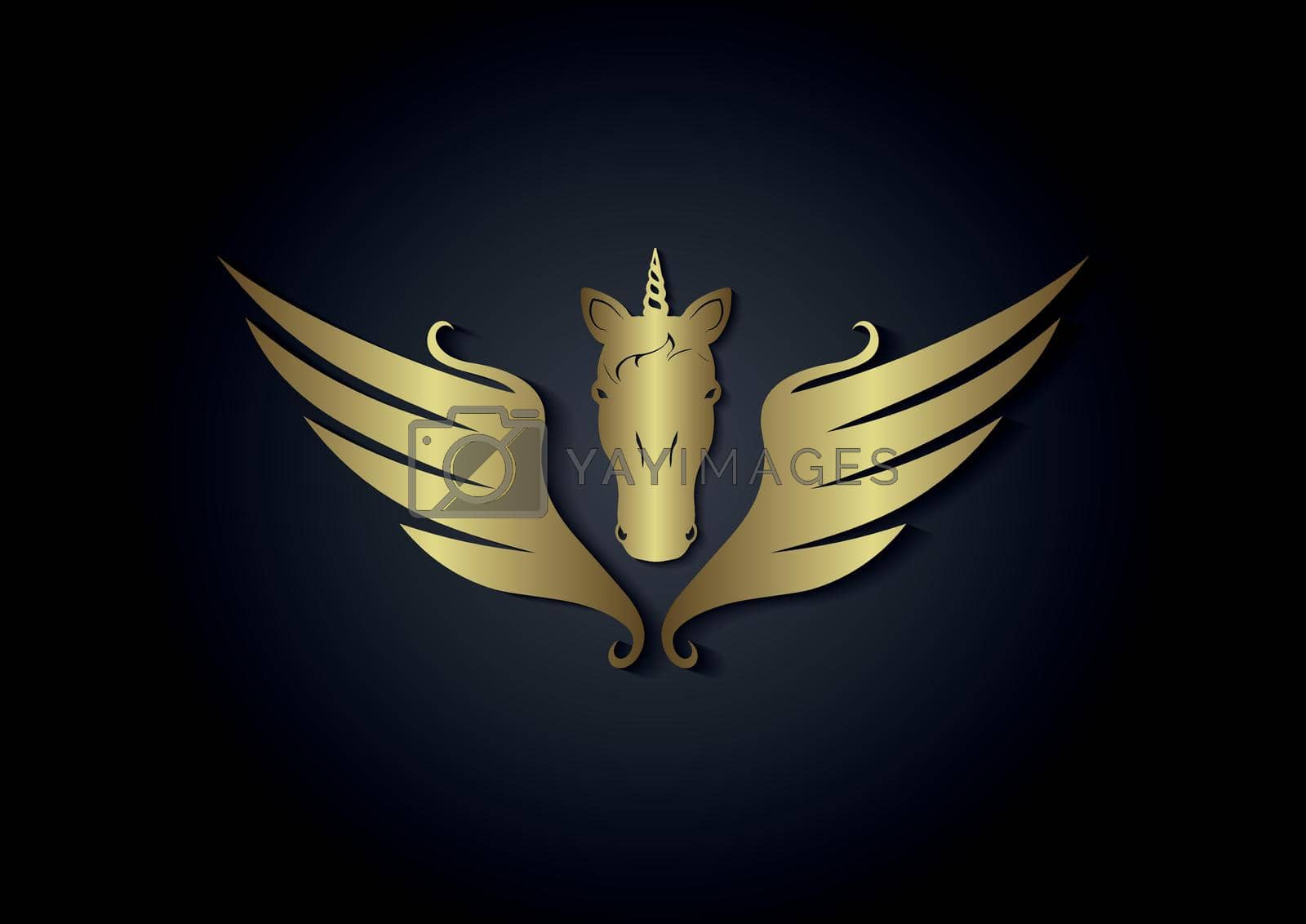 Royalty free image of Golden luxury pegasus mockup vector illustration. Golden mockup pegasus design by mihaigr10