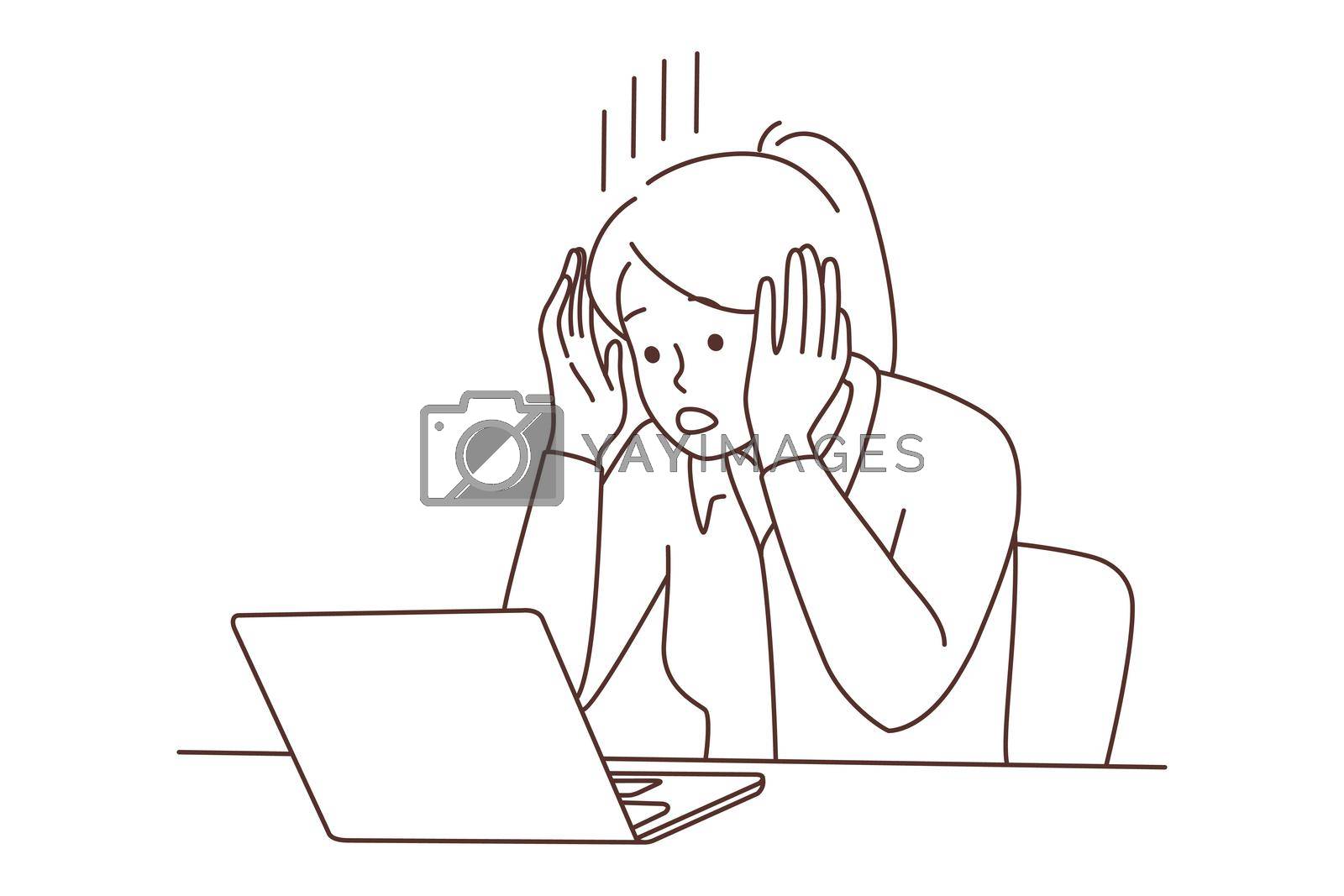 Royalty free image of Frustrated woman shocked by online news by Vasilyeu