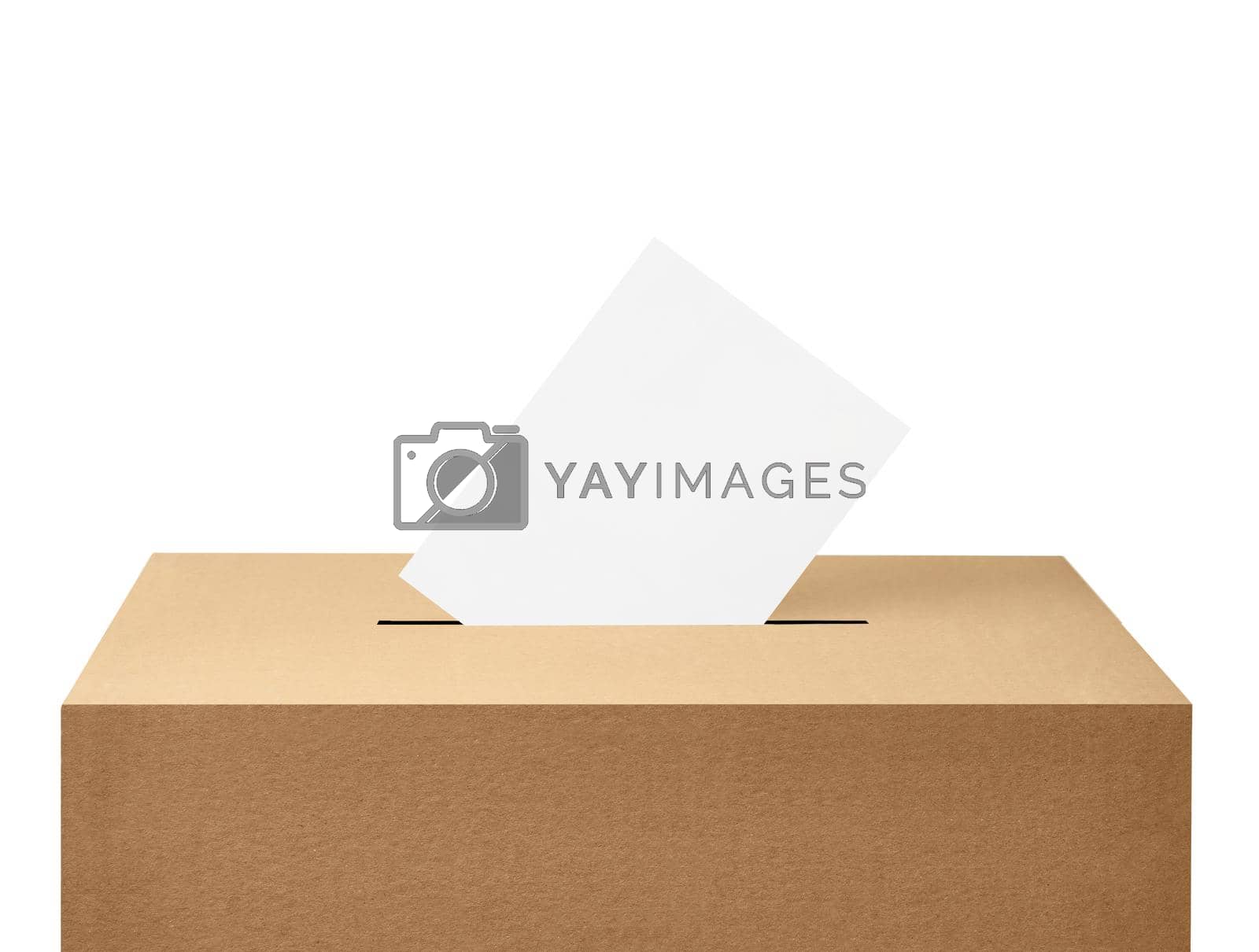 Royalty free image of ballot box casting vote election referendum politics elect woman female democracy hand voter flying air by Picsfive