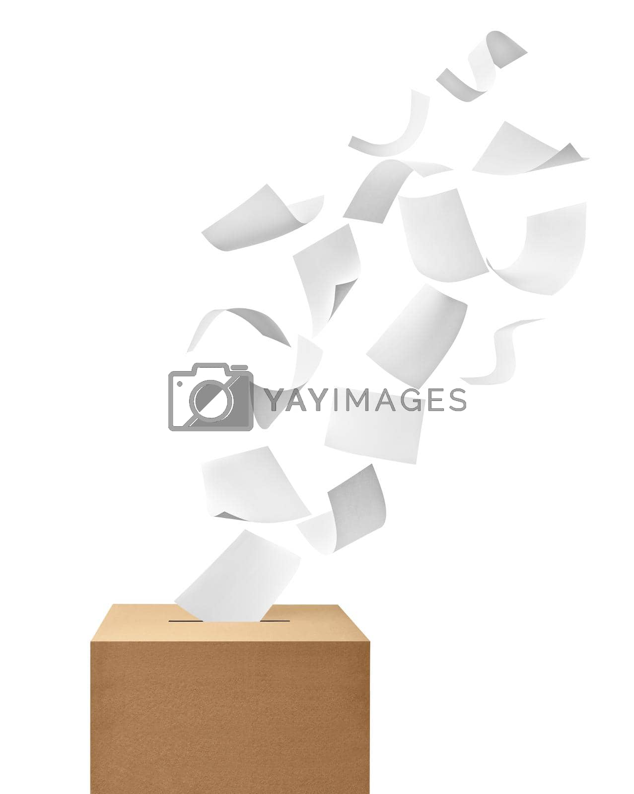 Royalty free image of ballot box casting vote election referendum politics elect woman female democracy hand voter flying air by Picsfive