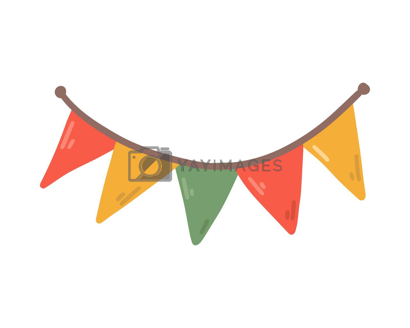 Royalty free image of Festive garland of multicolored flags, vector flat illustration on white background by vetriciya_art
