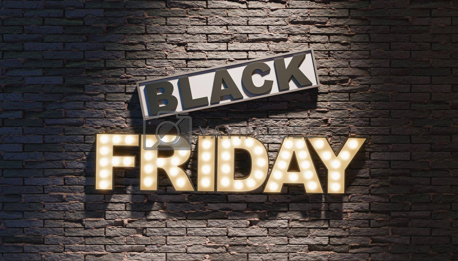 Royalty free image of Black Friday signboard hanging on gray wall by asolano