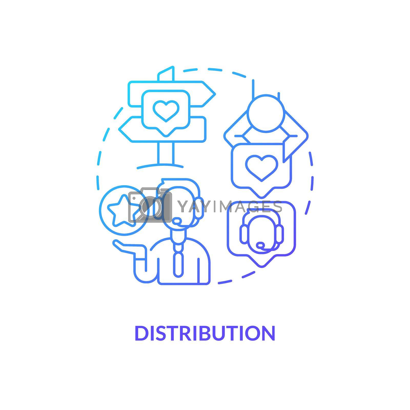 Distribution blue gradient concept icon. Collecting customers contacts. Leads management process abstract idea thin line illustration. Isolated outline drawing. Myriad Pro-Bold font used