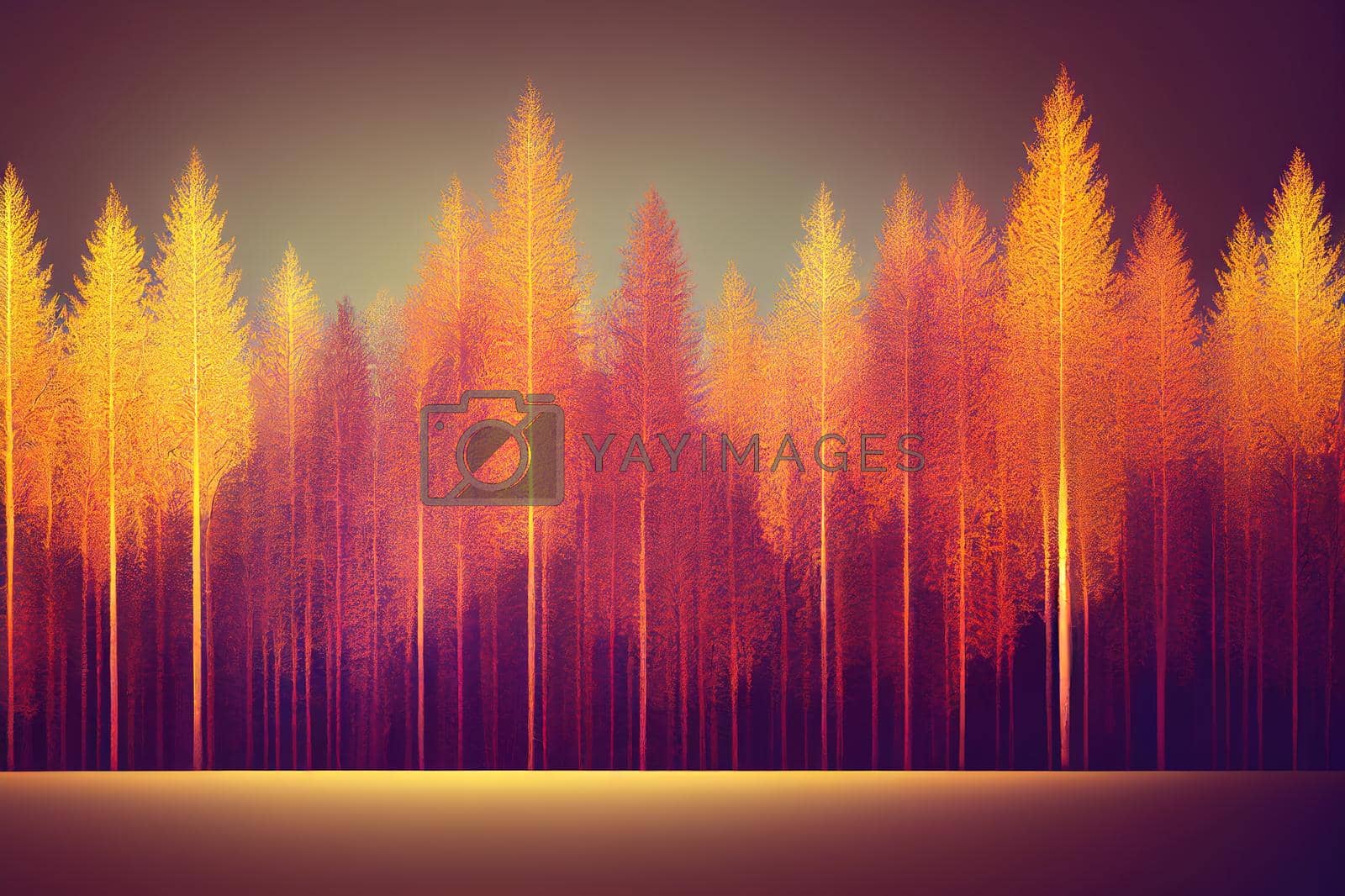 Royalty free image of Brown golden trees with golden, black, and gray mountains by 2ragon
