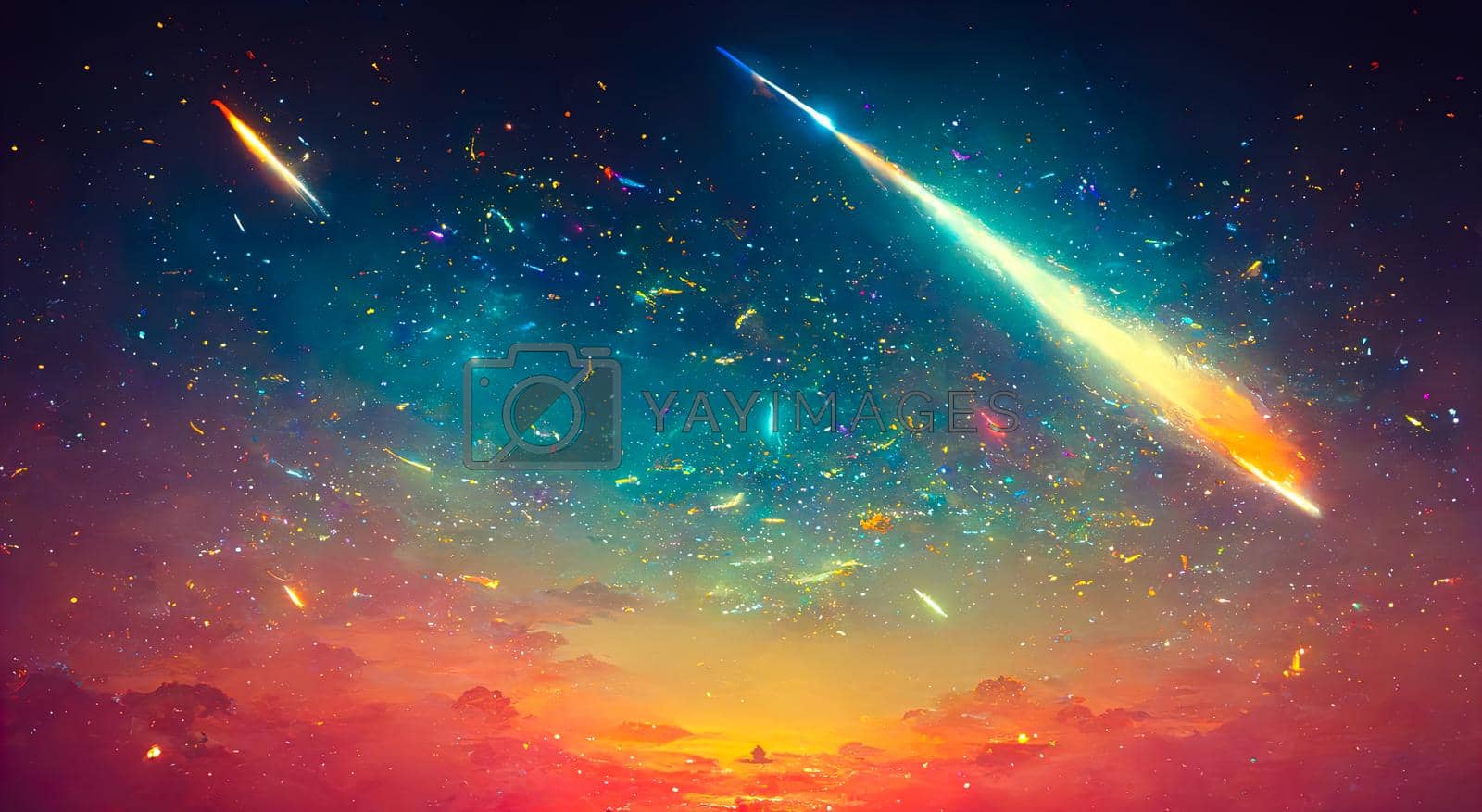 Royalty free image of abstract background of outer space with ultra bright stars and comets on the theme of explosions and life in space by TRMK