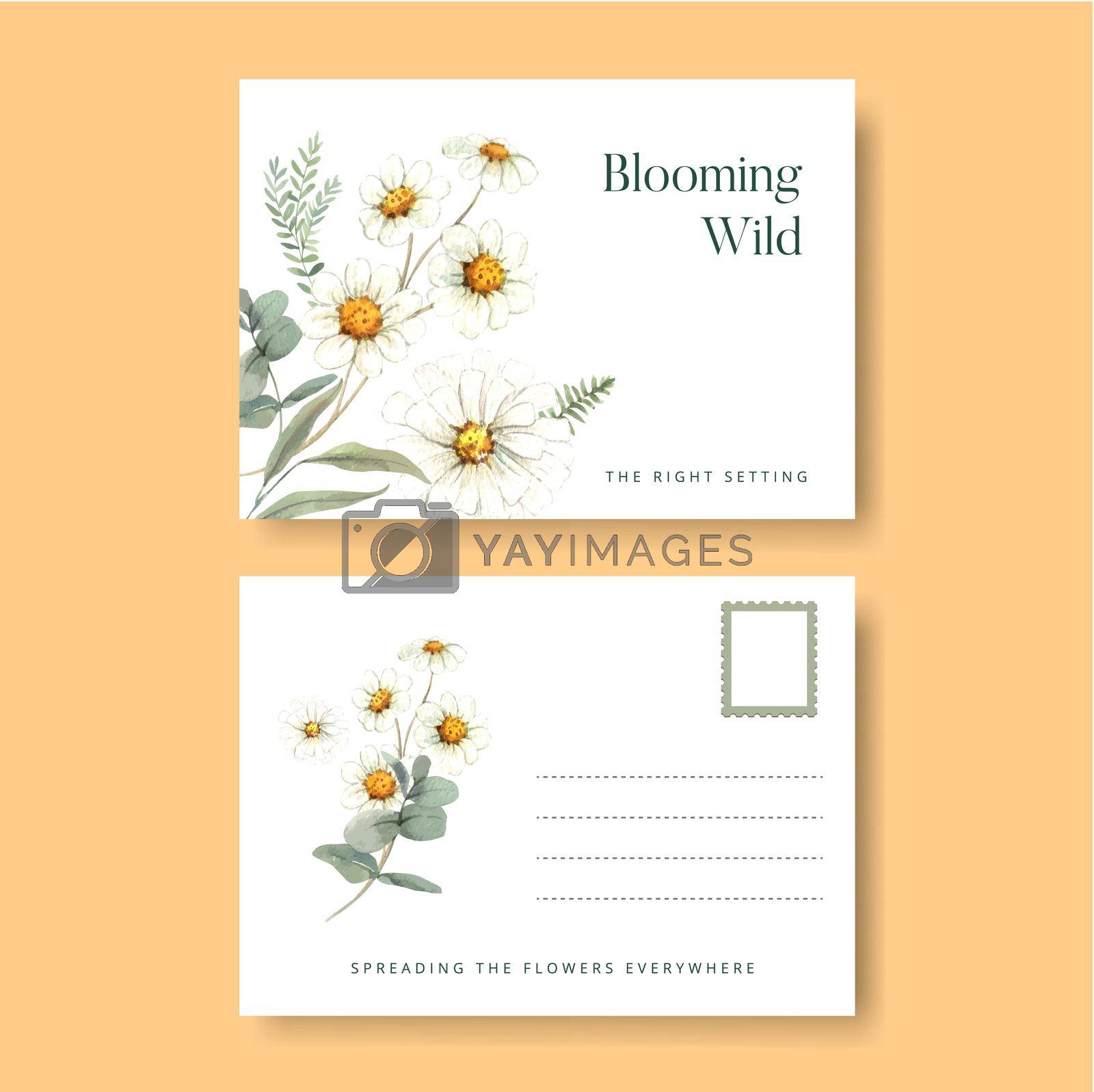 Royalty free image of Postcard template with gorgeous flower moody concept,watercolor style by Photographeeasia