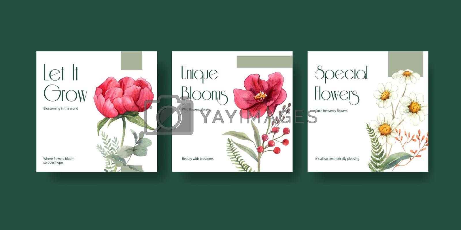 Royalty free image of Banner template with gorgeous flower moody concept,watercolor style by Photographeeasia