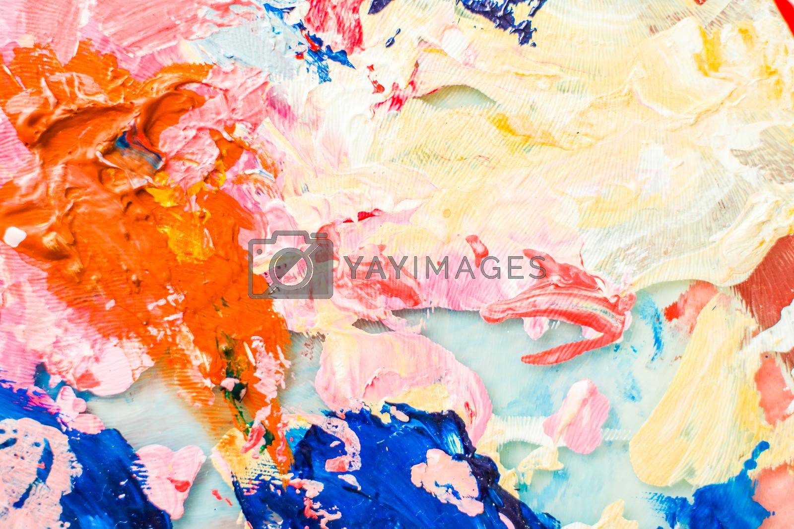 Royalty free image of Abstract acrylic paint strokes, art brush flatlay background by Anneleven