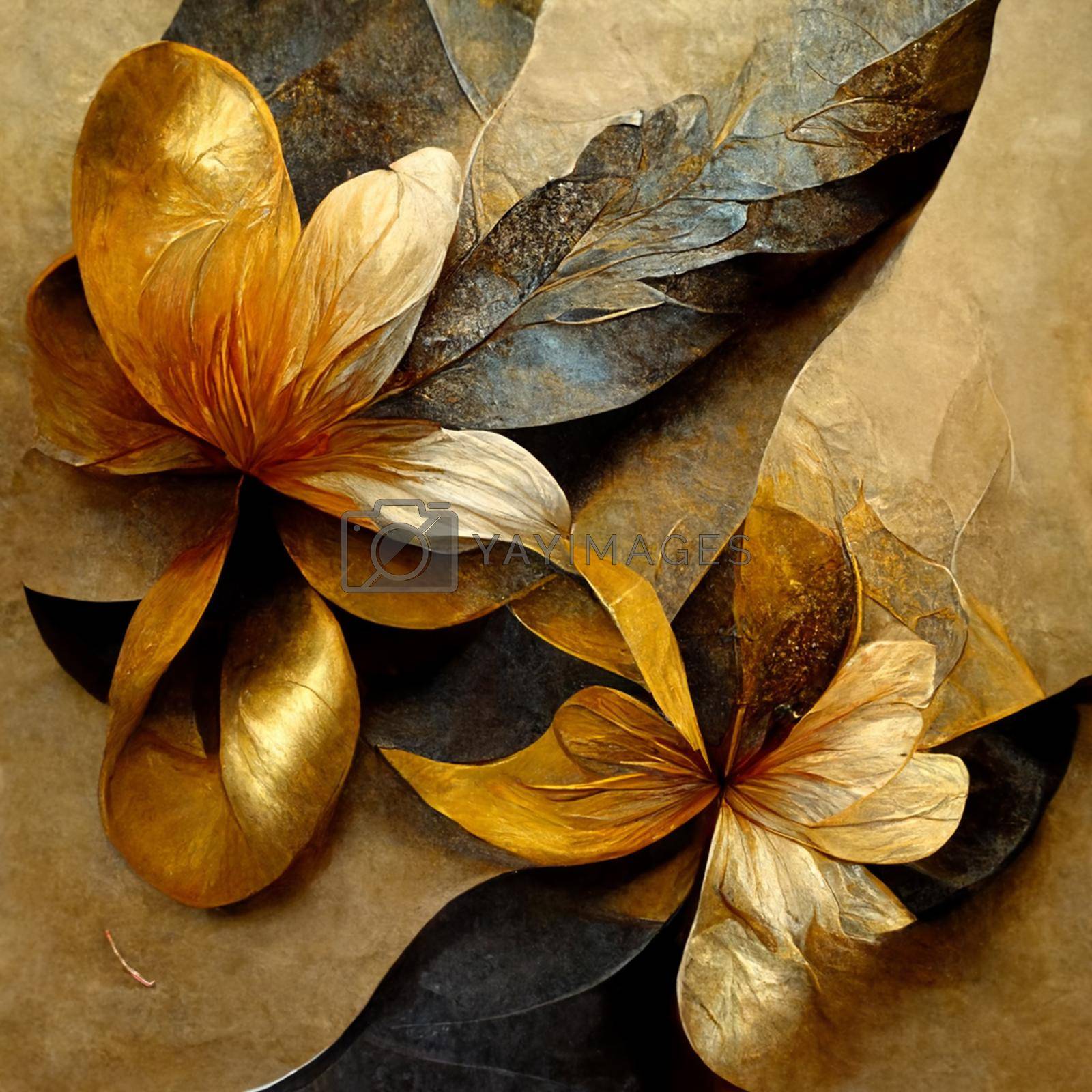 Royalty free image of Golden, yellow and black abstract flower Illustration. by marylooo