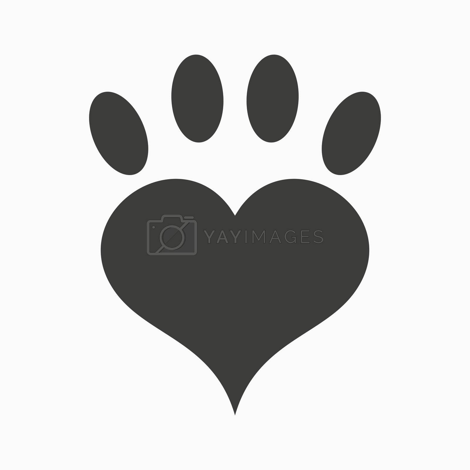 Royalty free image of dog paw with heart, vector illustration by Frutlower